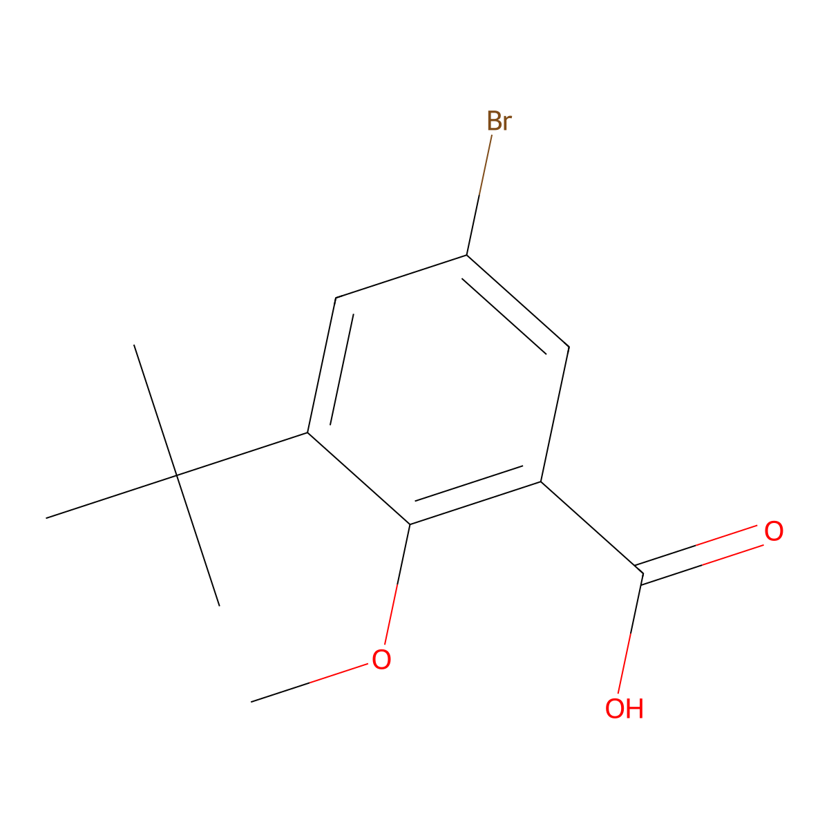 5-Bromo-3-(tert-butyl)-2-methoxybenzoic acid molecular structure, CAS 1897098-99-5