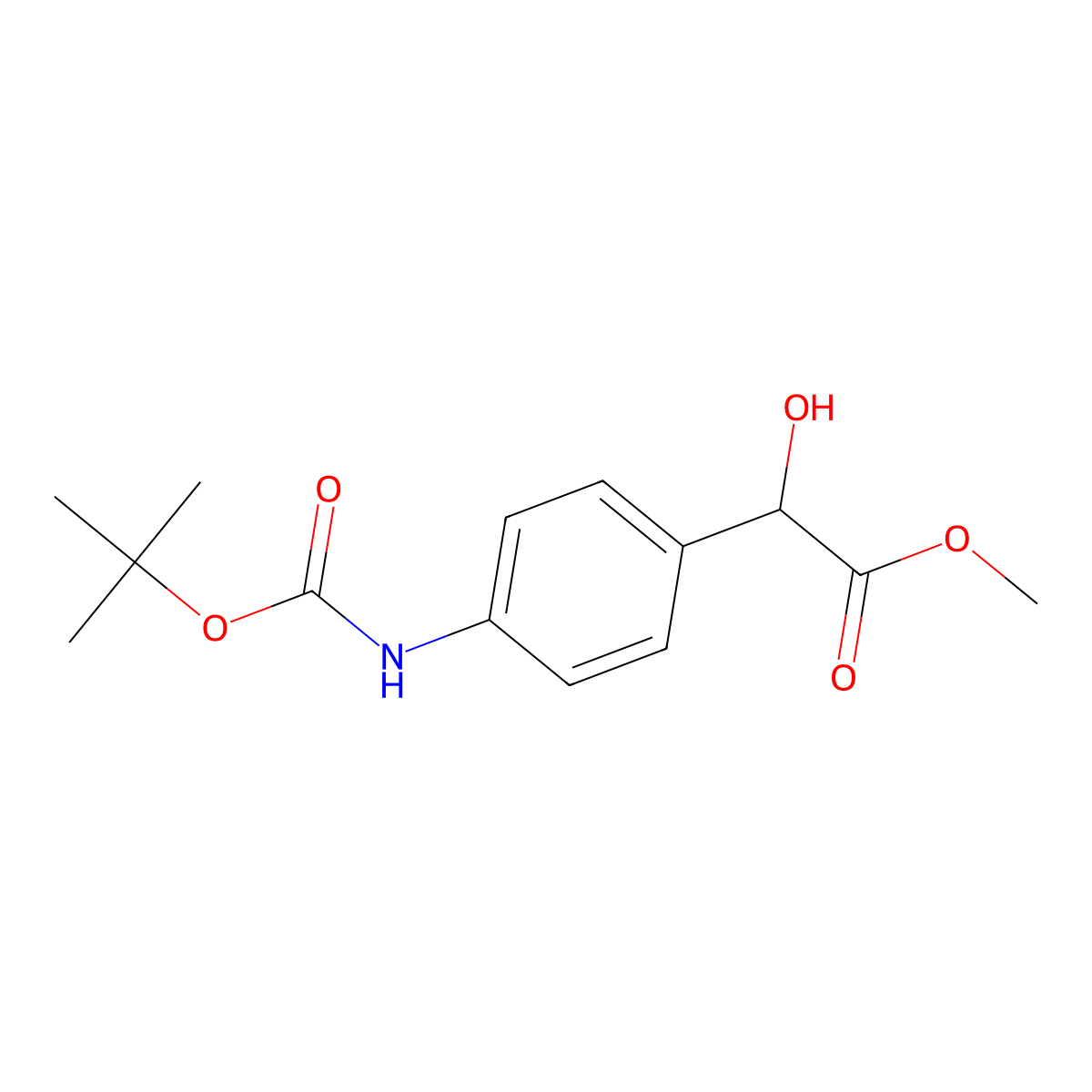 Methyl 2-(4-{[(tert-butoxy)carbonyl]amino}phenyl)-2-hydroxyacetate molecular structure, CAS 1897139-63-7