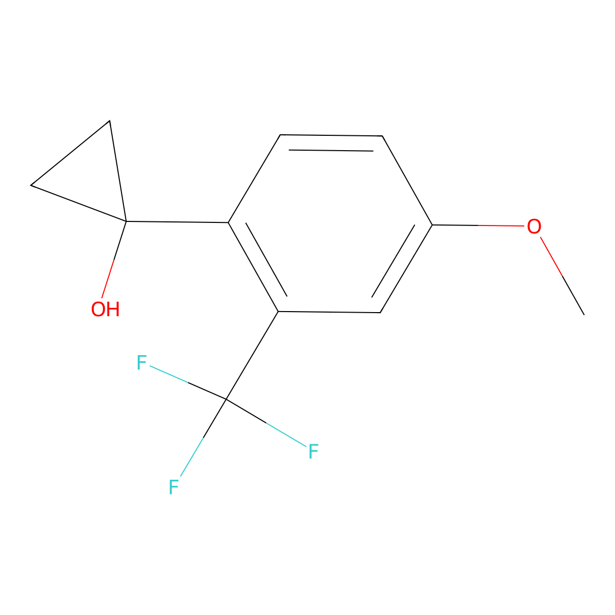 1-[4-Methoxy-2-(trifluoromethyl)phenyl]cyclopropan-1-ol molecular structure, CAS 1897155-79-1