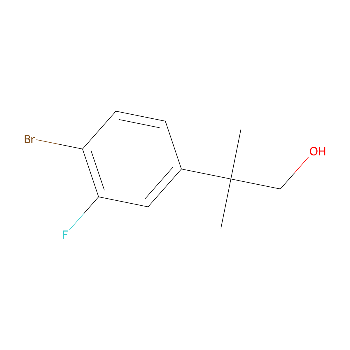 2-(4-Bromo-3-fluorophenyl)-2-methylpropan-1-ol molecular structure, CAS 1897173-77-1