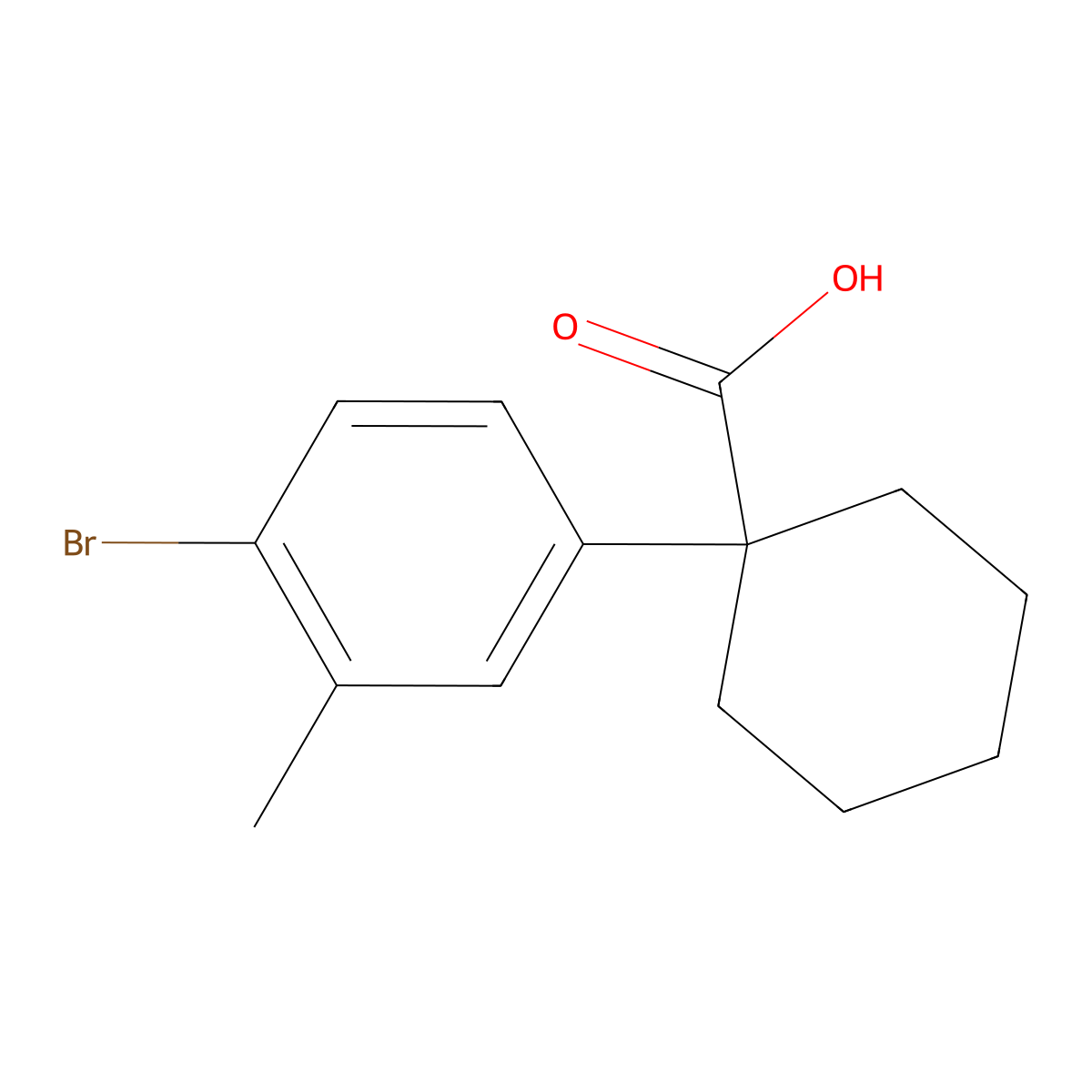 1-(4-Bromo-3-methylphenyl)cyclohexane-1-carboxylic acid molecular structure, CAS 1897181-62-2