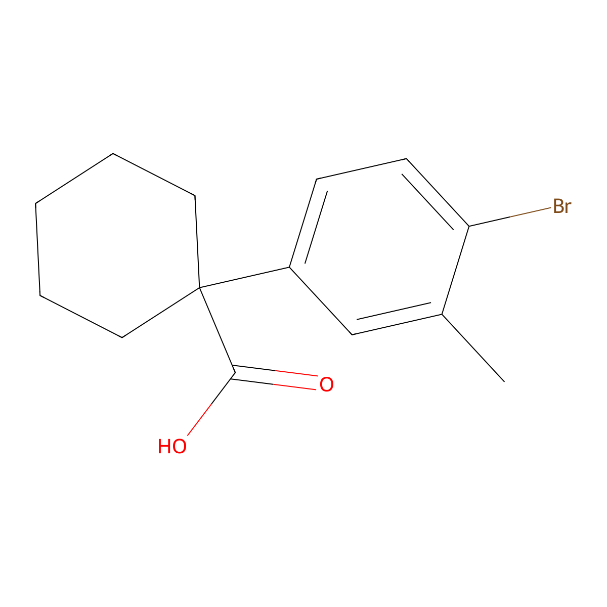 1-(4-Bromo-3-methylphenyl)cyclohexane-1-carboxylic acid molecular structure, CAS 1897181-62-2