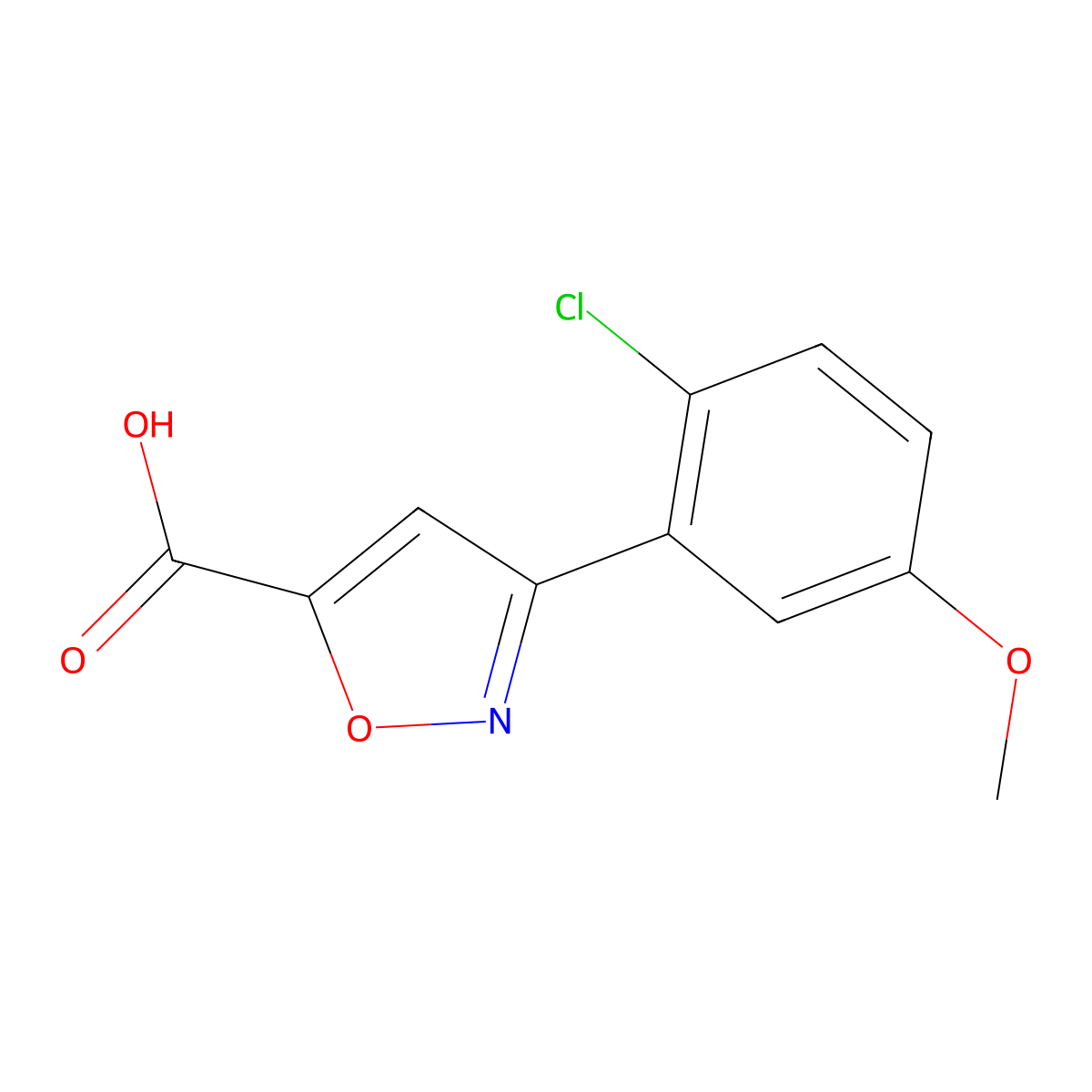 3-(2-Chloro-5-methoxyphenyl)-1,2-oxazole-5-carboxylic acid molecular structure, CAS 1897191-49-9