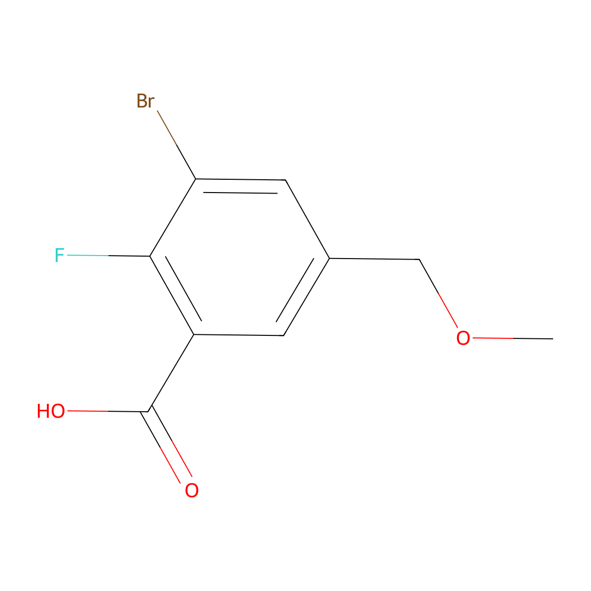 3-Bromo-2-fluoro-5-(methoxymethyl)benzoic acid molecular structure, CAS 1897206-09-5
