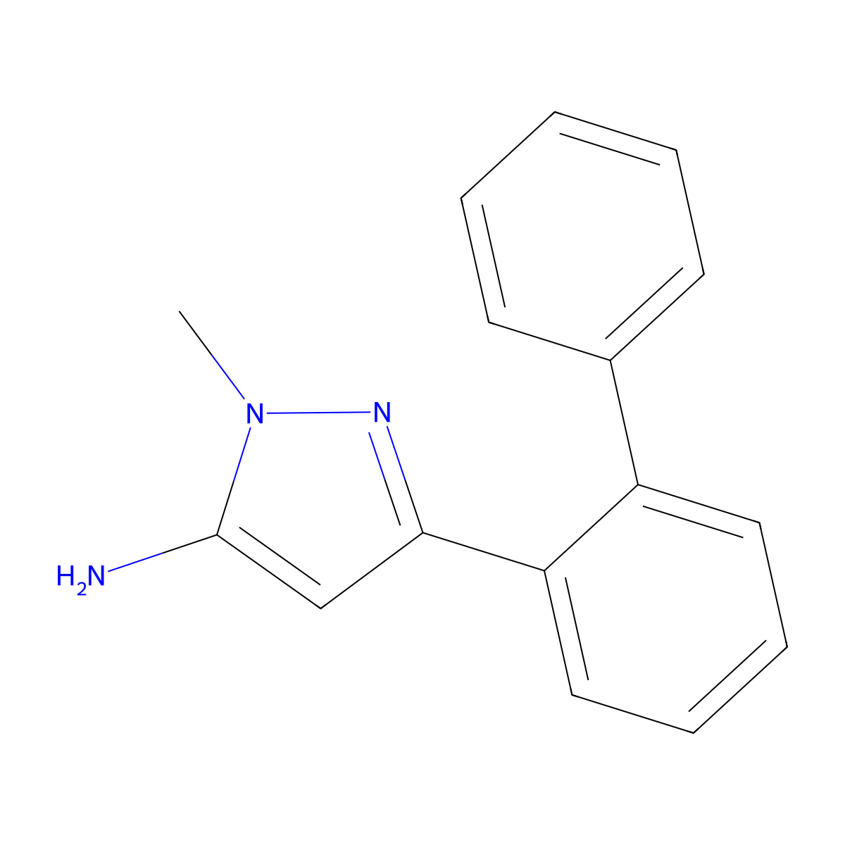 1-methyl-3-(2-phenylphenyl)-1H-pyrazol-5-amine molecular structure, CAS 1897226-08-2