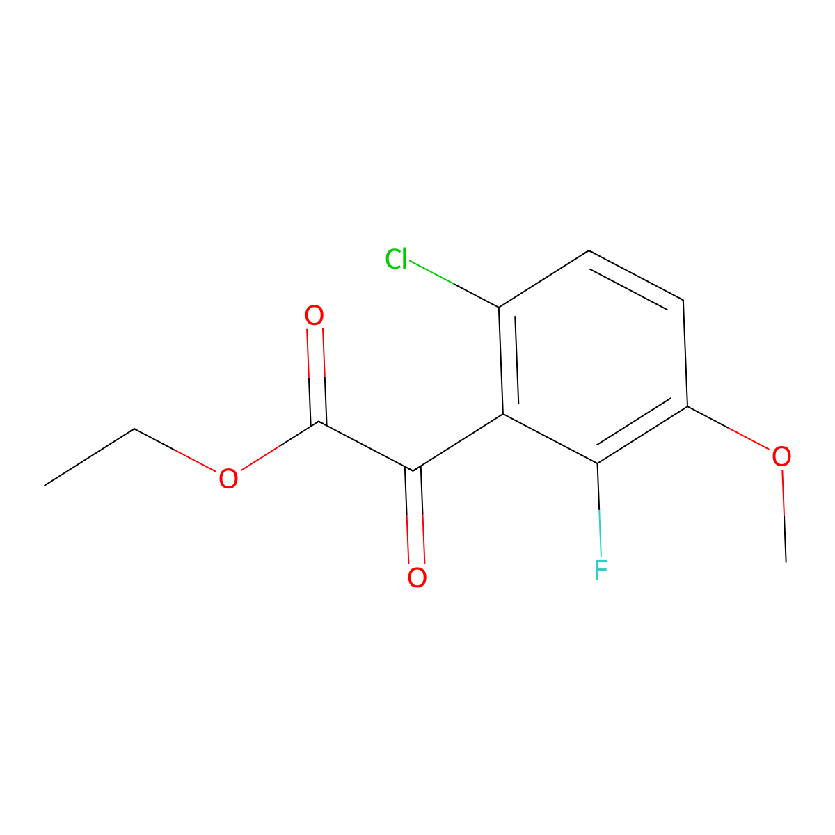 Ethyl 2-(6-chloro-2-fluoro-3-methoxyphenyl)-2-oxoacetate molecular structure, CAS 1897263-95-4