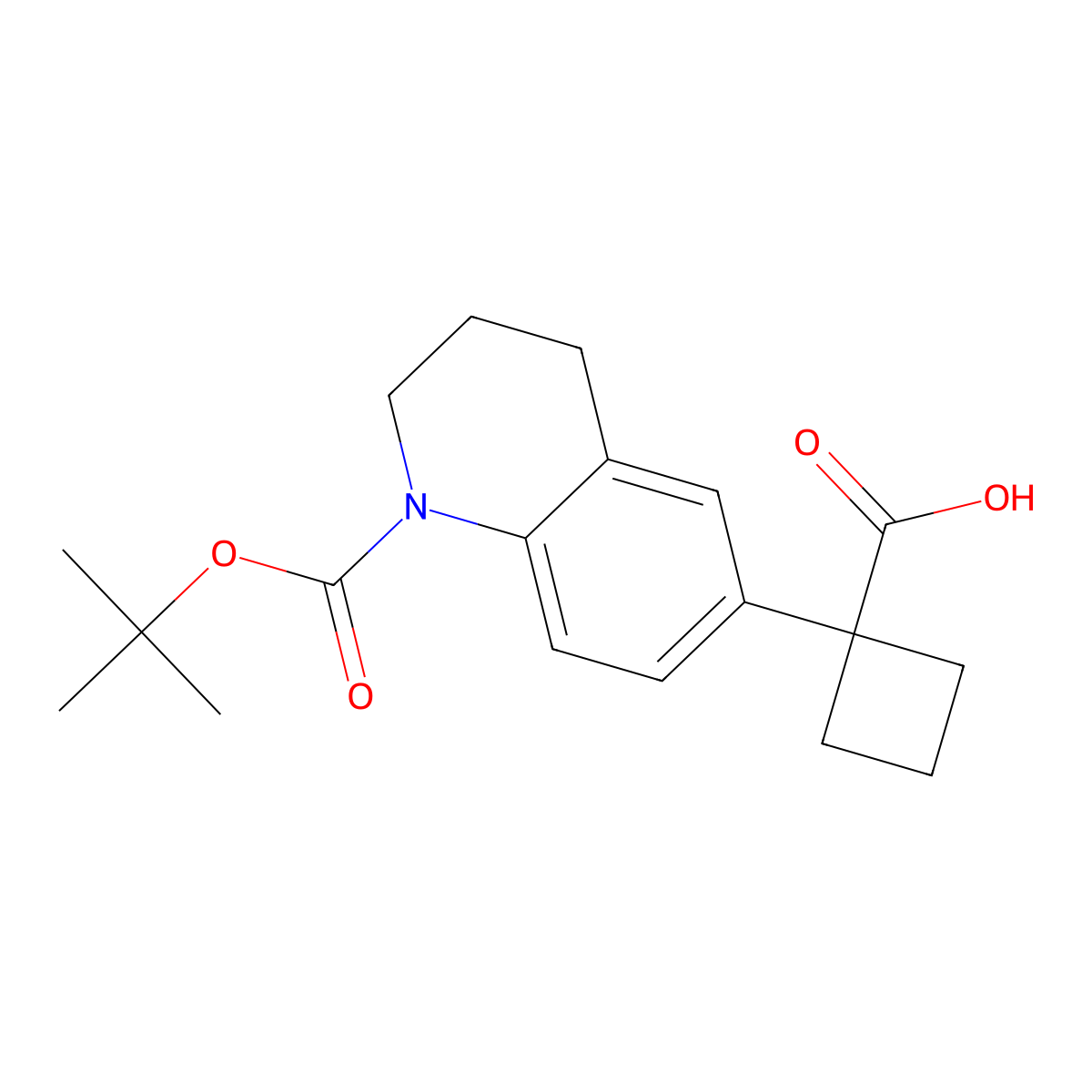 1-(1-(tert-Butoxycarbonyl)-1,2,3,4-tetrahydroquinolin-6-yl)cyclobutane-1-carboxylic acid molecular structure, CAS 1897273-03-8