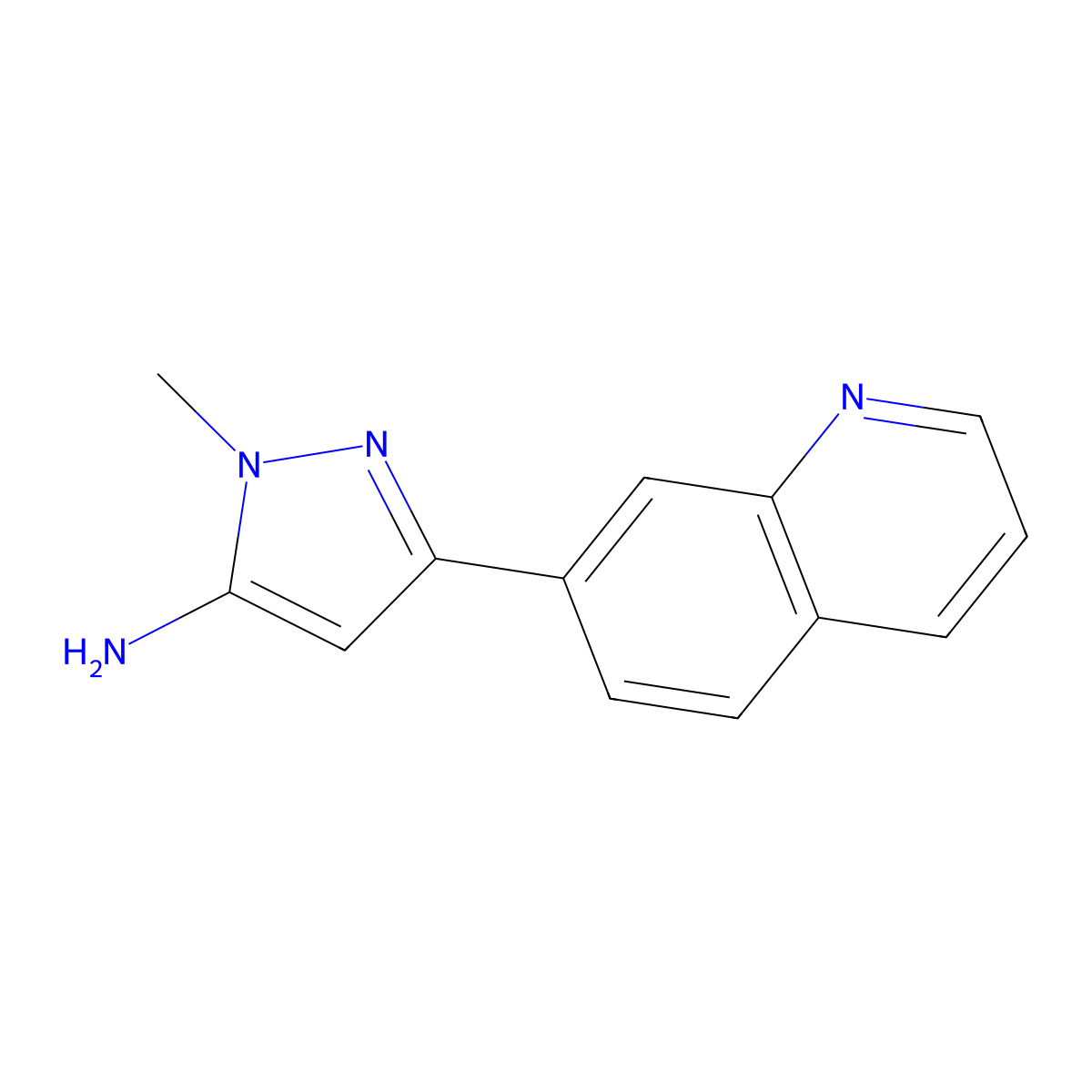 1-methyl-3-(quinolin-7-yl)-1H-pyrazol-5-amine molecular structure, CAS 1897302-25-8