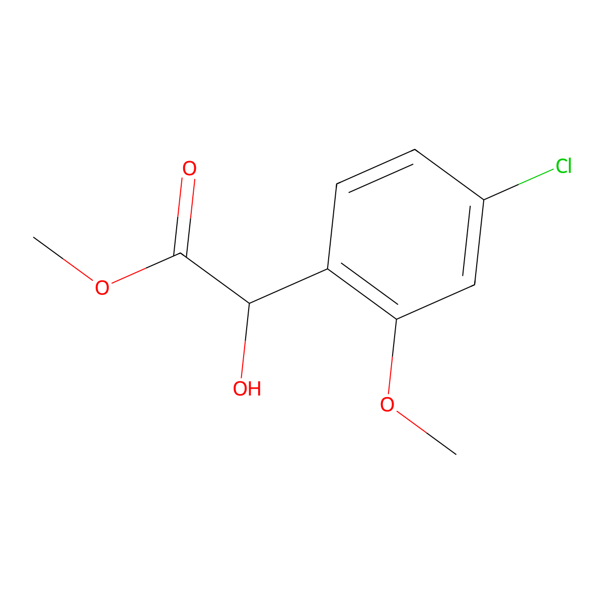 Methyl 2-(4-chloro-2-methoxyphenyl)-2-hydroxyacetate molecular structure, CAS 1897306-94-3