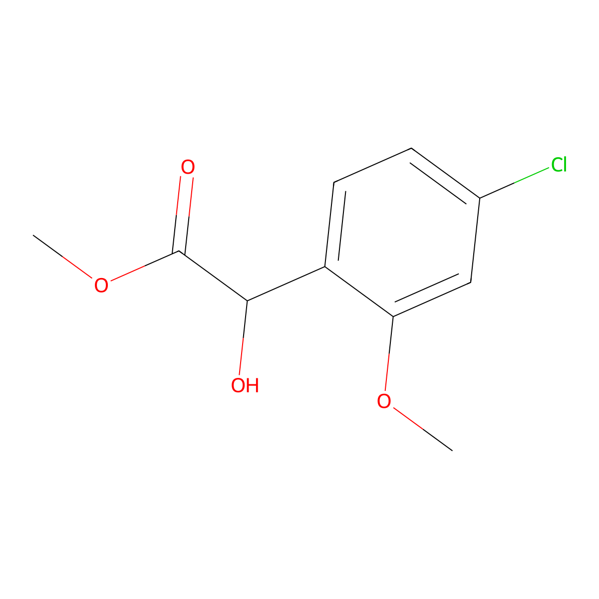 Methyl 2-(4-chloro-2-methoxyphenyl)-2-hydroxyacetate molecular structure, CAS 1897306-94-3