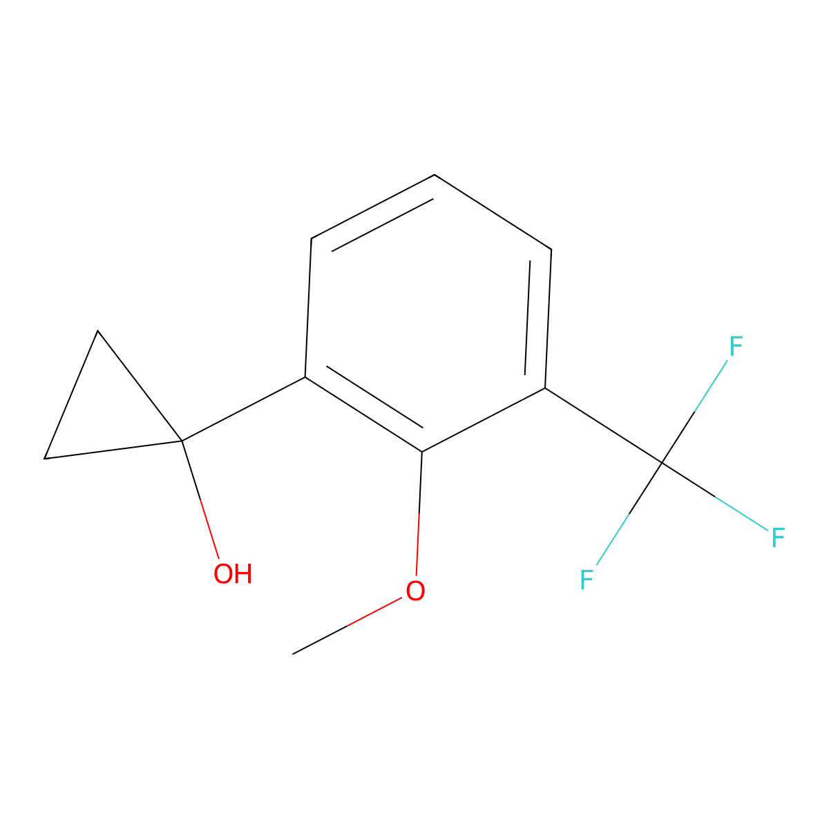 1-[2-Methoxy-3-(trifluoromethyl)phenyl]cyclopropan-1-ol molecular structure, CAS 1897322-48-3