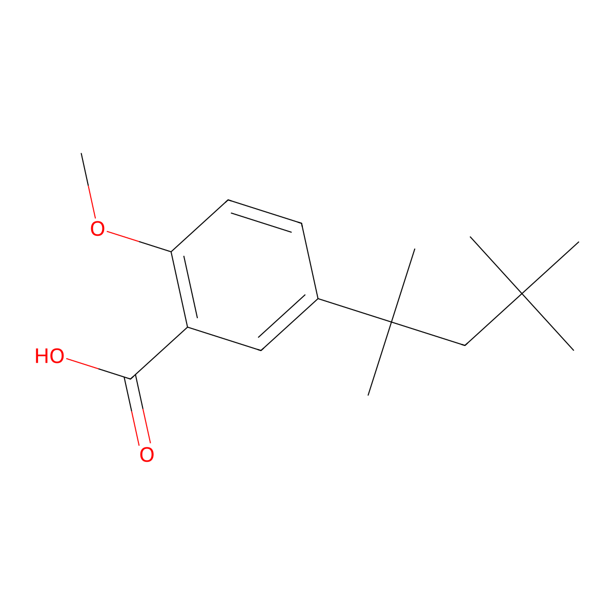 2-Methoxy-5-(1,1,3,3-tetramethylbutyl)benzoic acid molecular structure, CAS 1897411-35-6