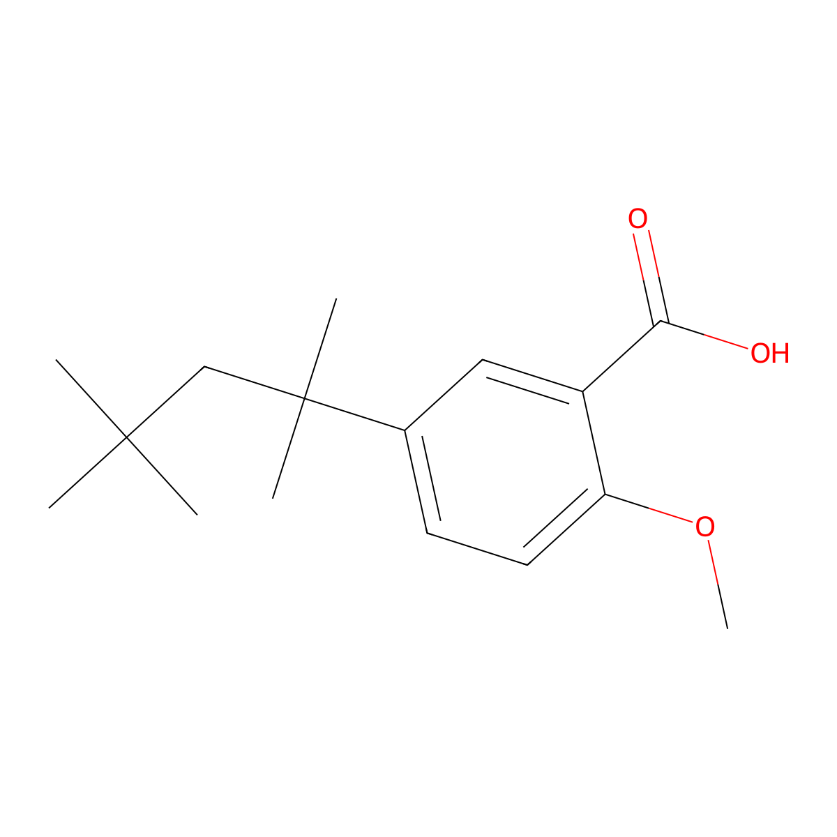 2-Methoxy-5-(1,1,3,3-tetramethylbutyl)benzoic acid molecular structure, CAS 1897411-35-6