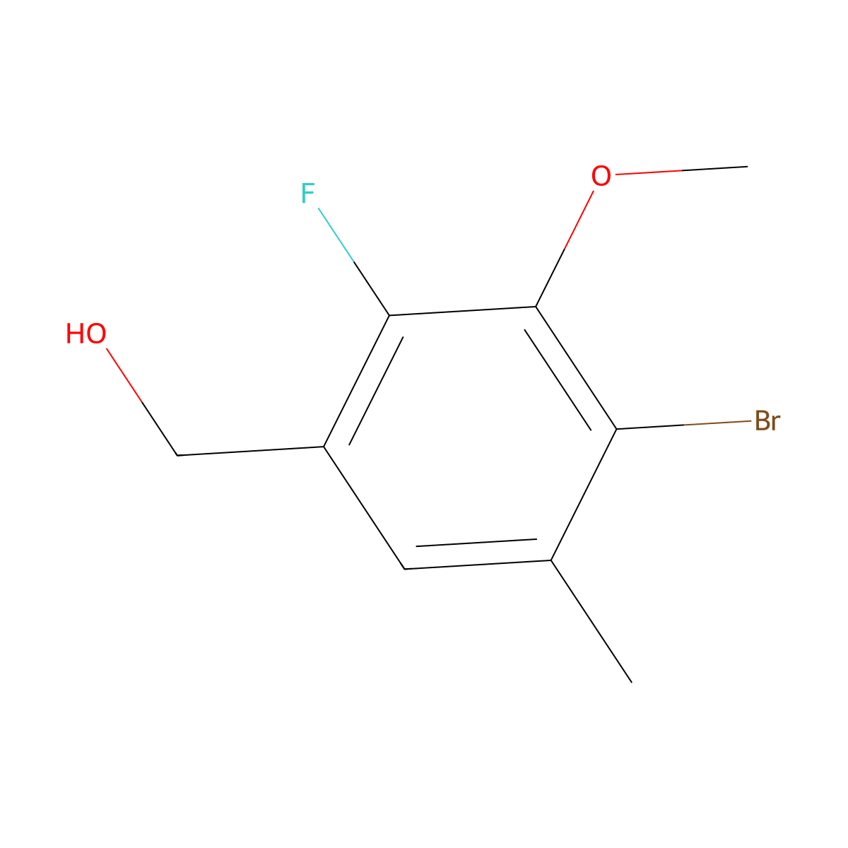 (4-Bromo-2-fluoro-3-methoxy-5-methylphenyl)methanol molecular structure, CAS 1897432-83-5