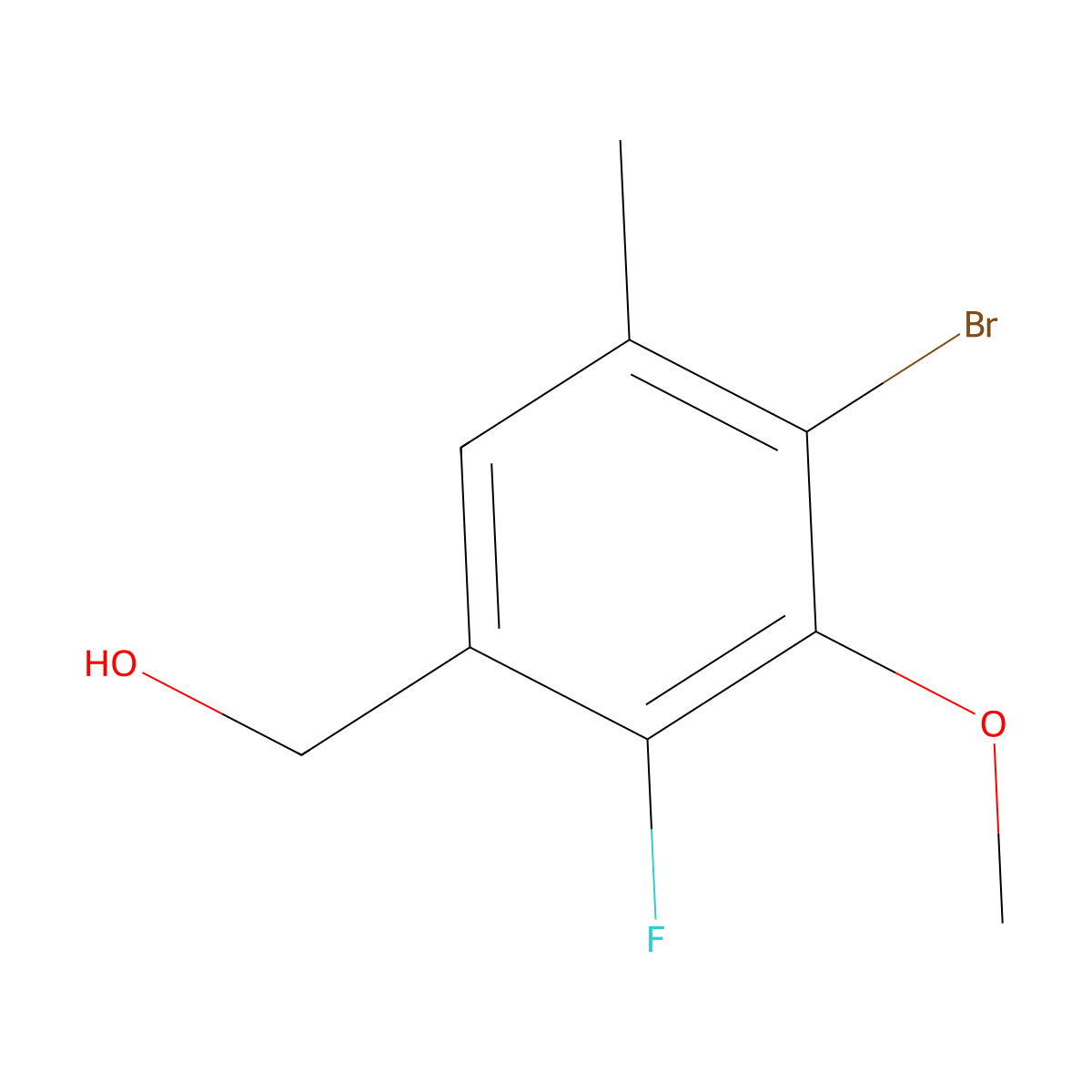 (4-Bromo-2-fluoro-3-methoxy-5-methylphenyl)methanol molecular structure, CAS 1897432-83-5