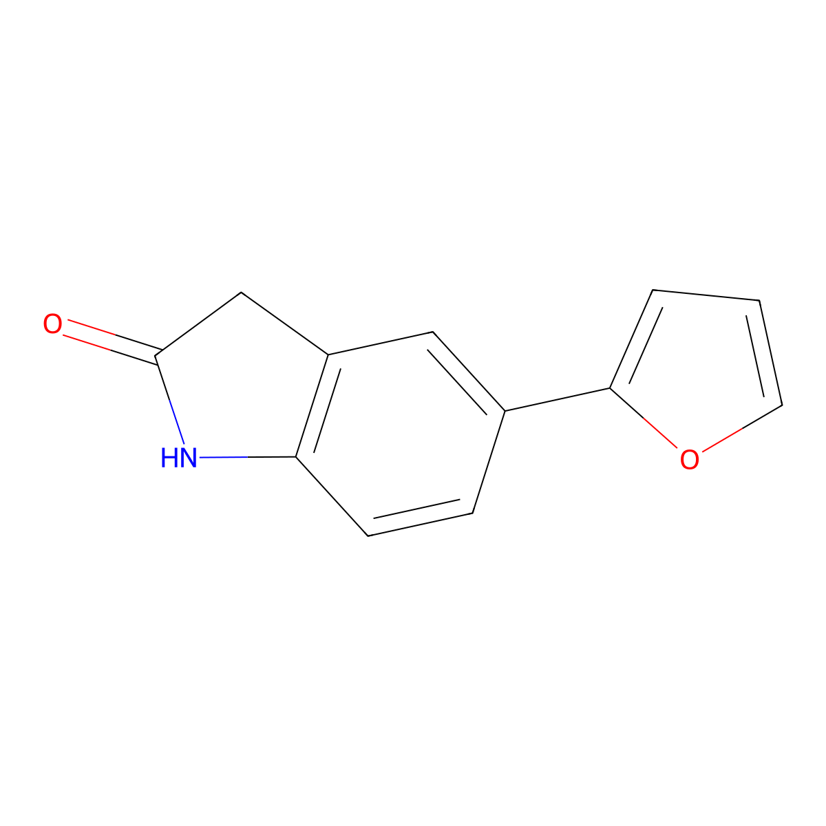 5-(2-Furyl)-1,3-dihydro-2H-indol-2-one molecular structure, CAS 189748-13-8