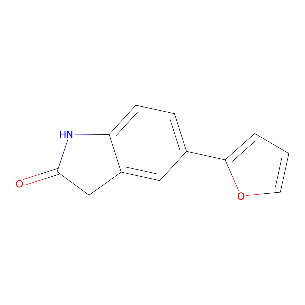5-(2-Furyl)-1,3-dihydro-2H-indol-2-one molecular structure, CAS 189748-13-8