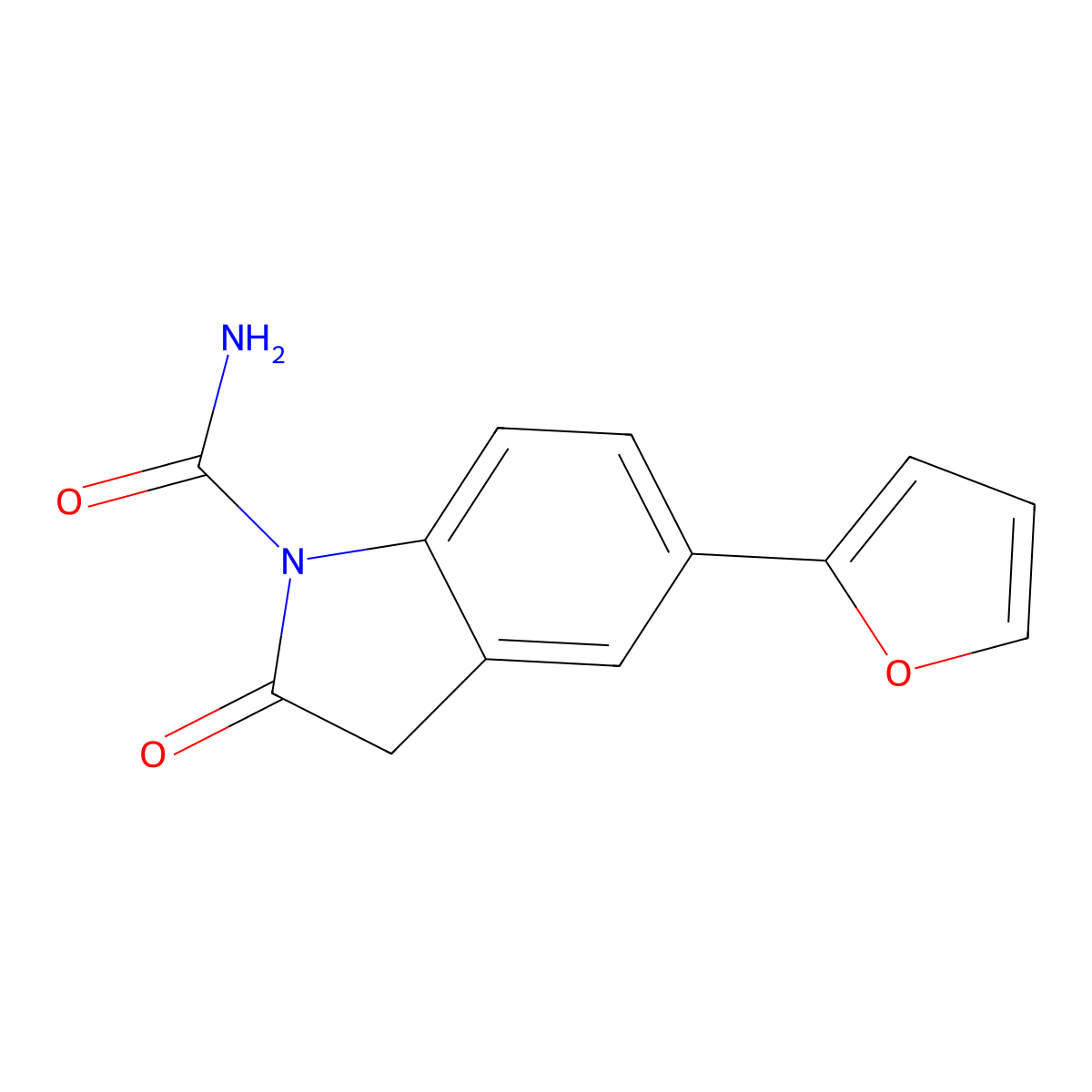 5-(2-Furyl)-2-oxo-1-indolinecarboxamide molecular structure, CAS 189748-15-0