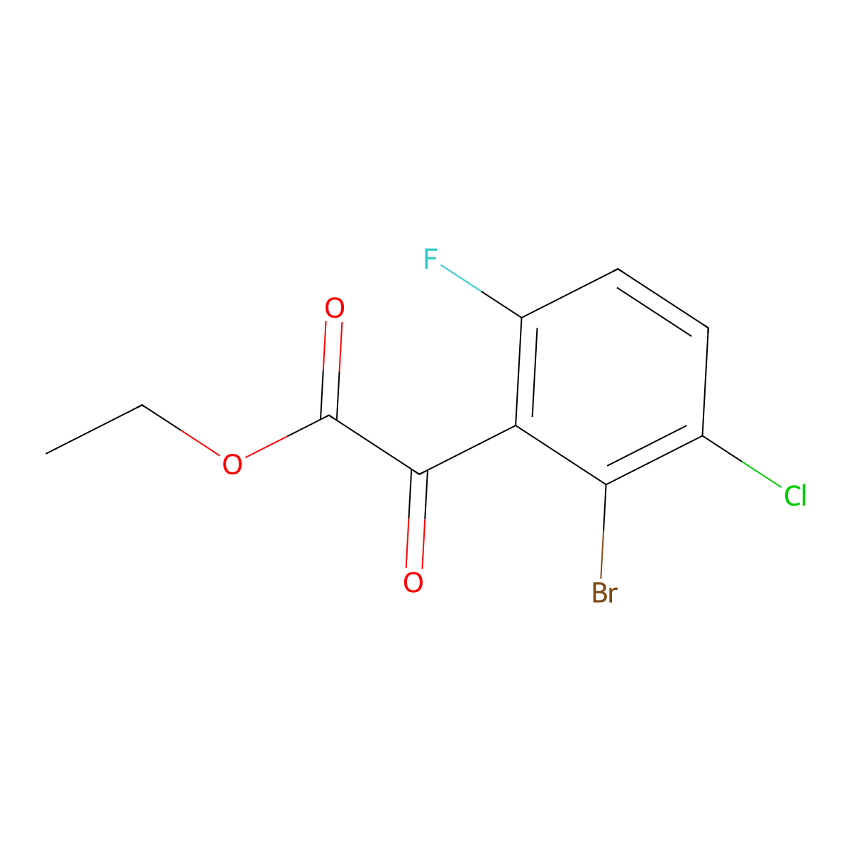 Ethyl 2-(2-bromo-3-chloro-6-fluorophenyl)-2-oxoacetate molecular structure, CAS 1897483-21-4