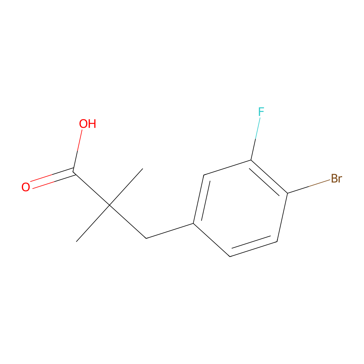 3-(4-Bromo-3-fluorophenyl)-2,2-dimethylpropanoic acid molecular structure, CAS 1897493-84-3