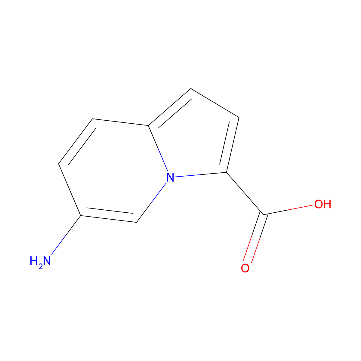 6-Amino-indolizine-3-carboxylic acid molecular structure, CAS 1897520-87-4
