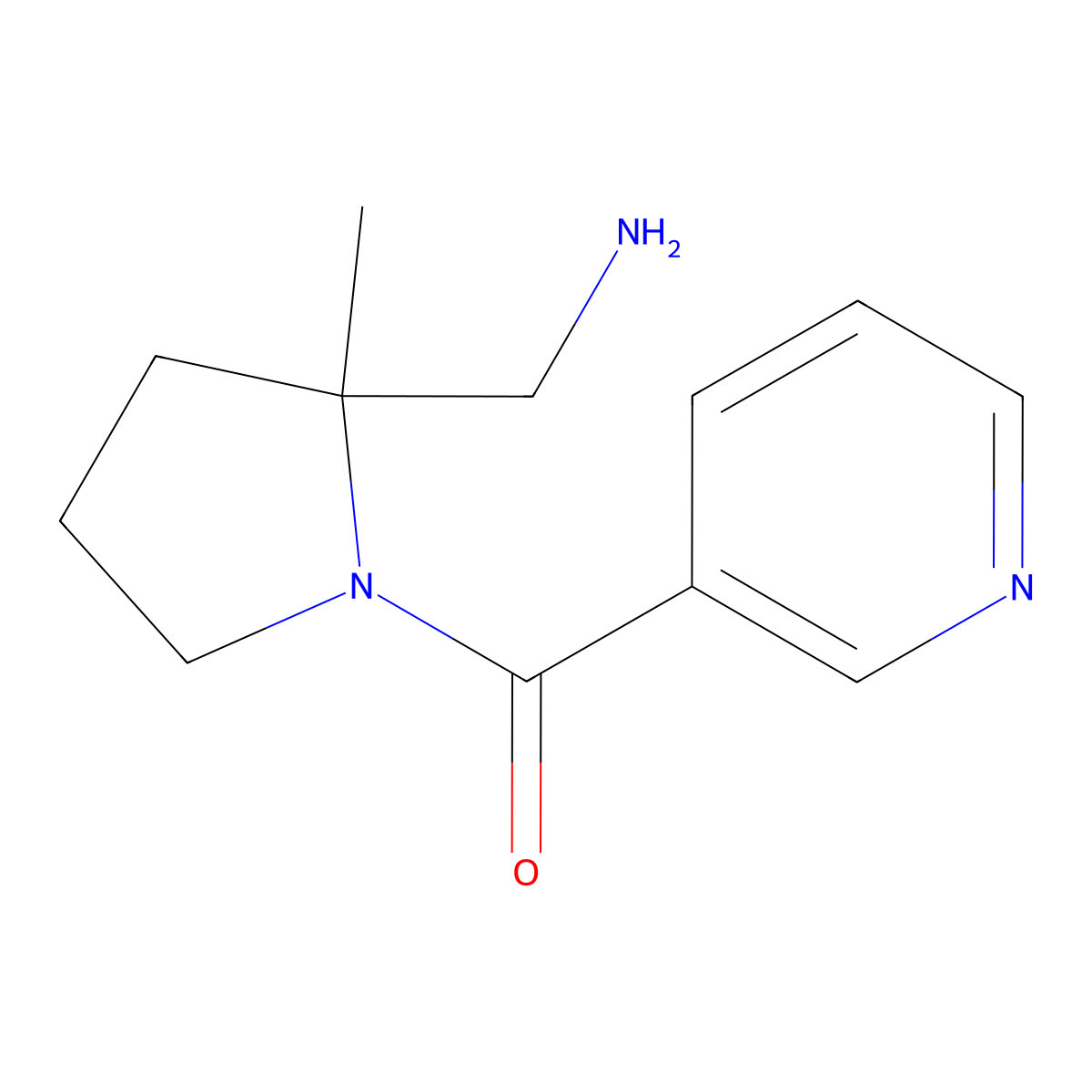 1-[2-Methyl-1-(pyridine-3-carbonyl)pyrrolidin-2-yl]methanamine molecular structure, CAS 1897542-11-8