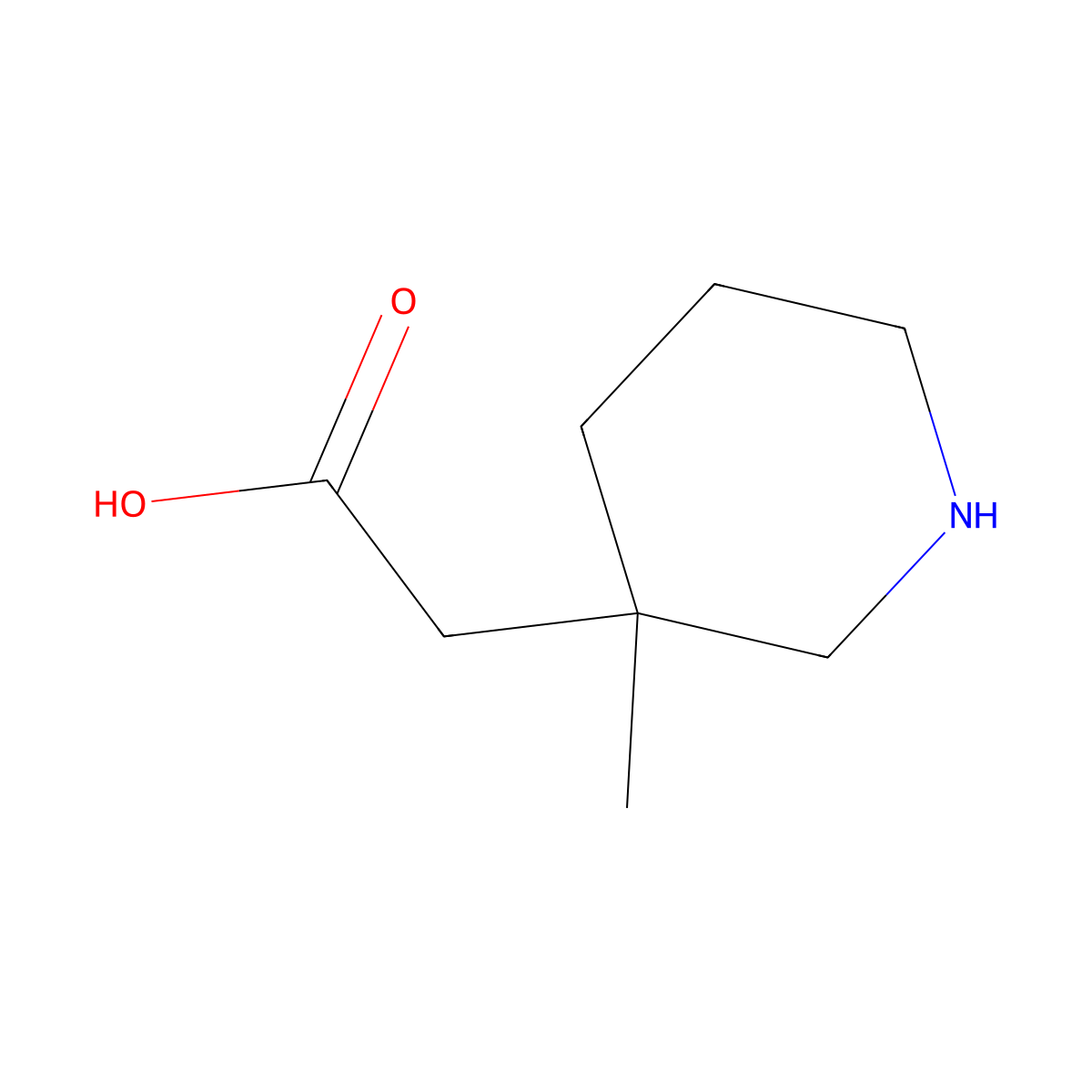 2-(3-Methyl-3-piperidyl)acetic acid molecular structure, CAS 1897550-13-8