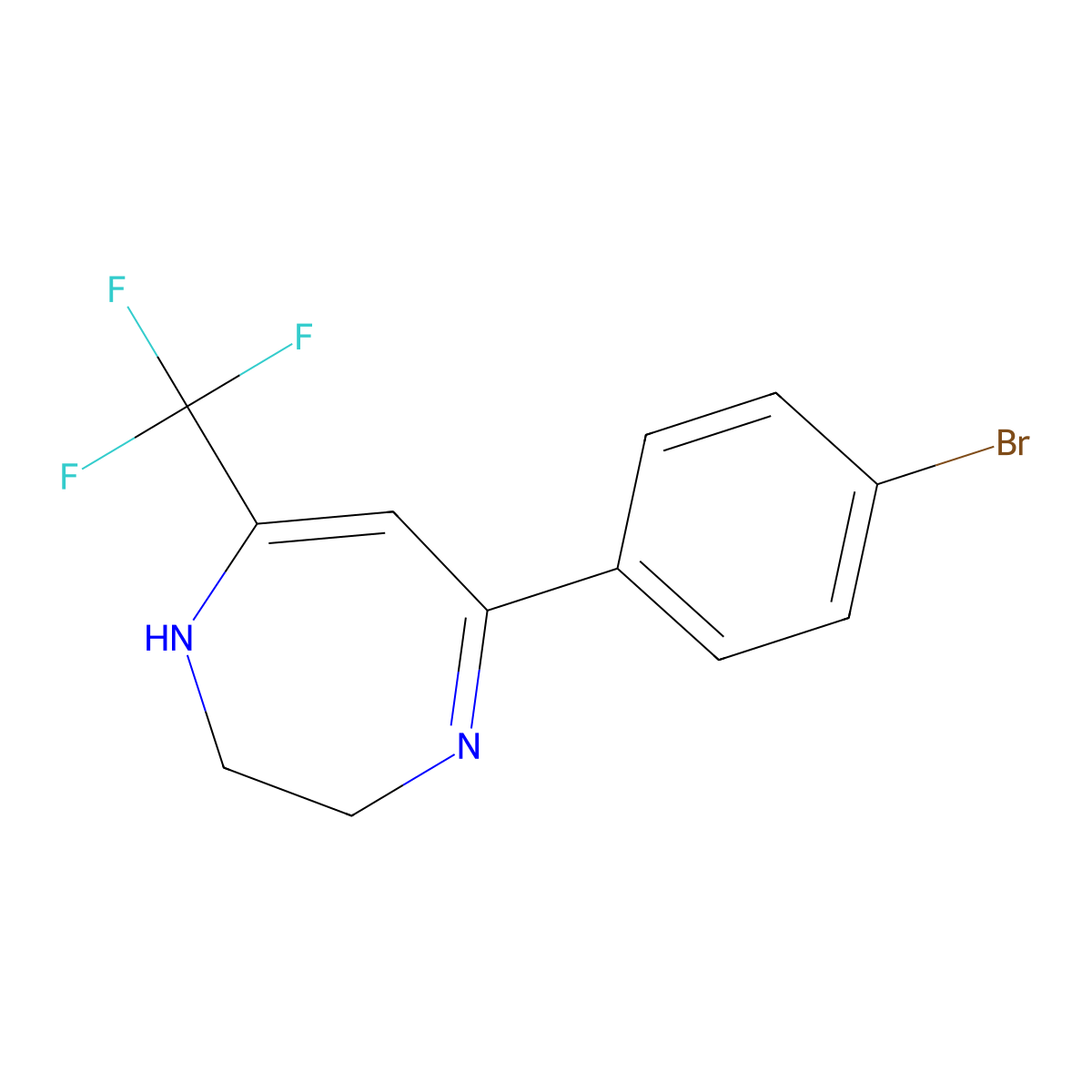 5-(4-bromophenyl)-7-(trifluoromethyl)-2,3-dihydro-1H-1,4-diazepine molecular structure, CAS 189756-39-6