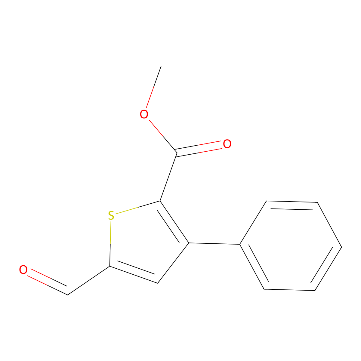 Methyl 5-formyl-3-phenylthiophene-2-carboxylate molecular structure, CAS 189756-76-1