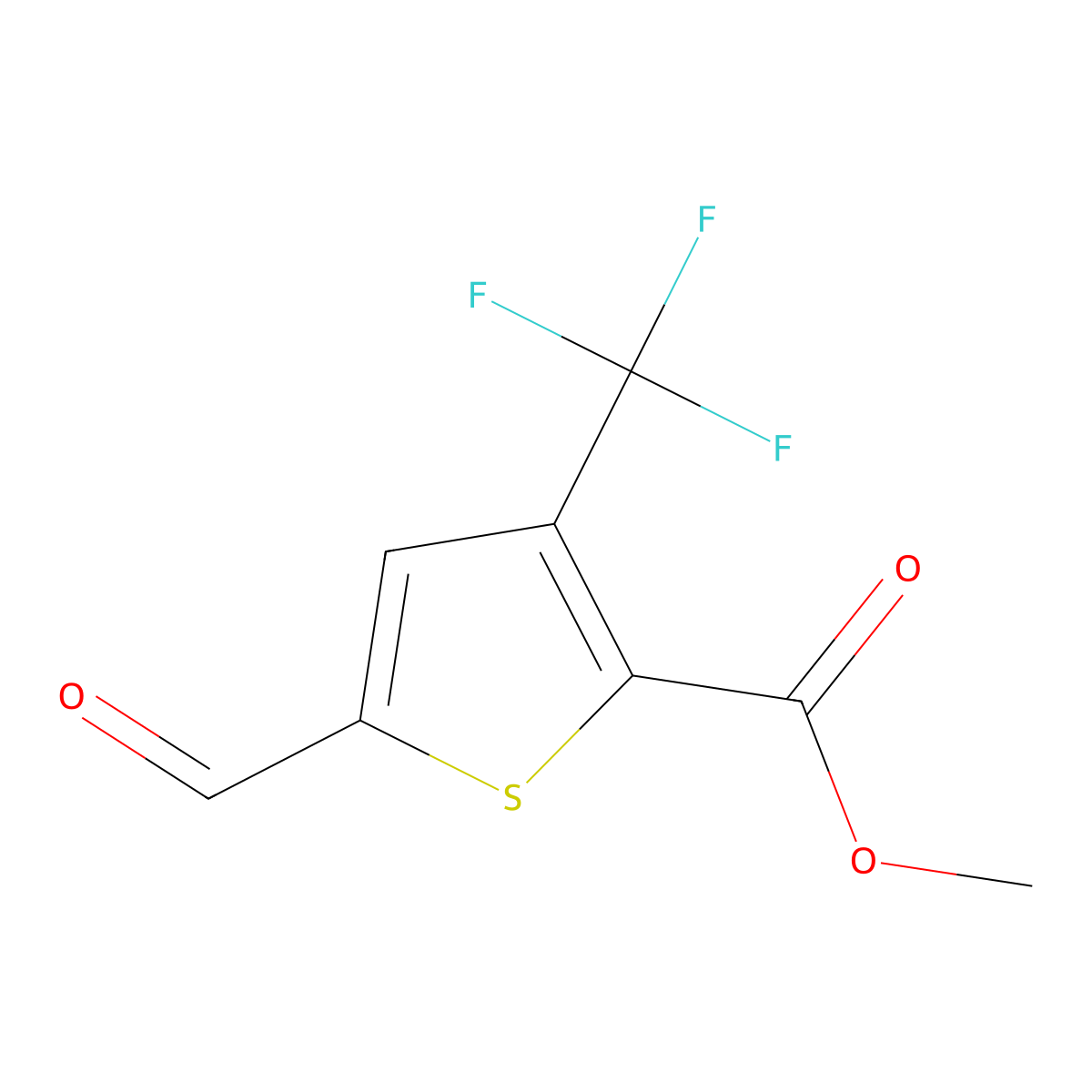 Methyl 5-formyl-3-(trifluoromethyl)-2-thiophenecarboxylate molecular structure, CAS 189756-77-2