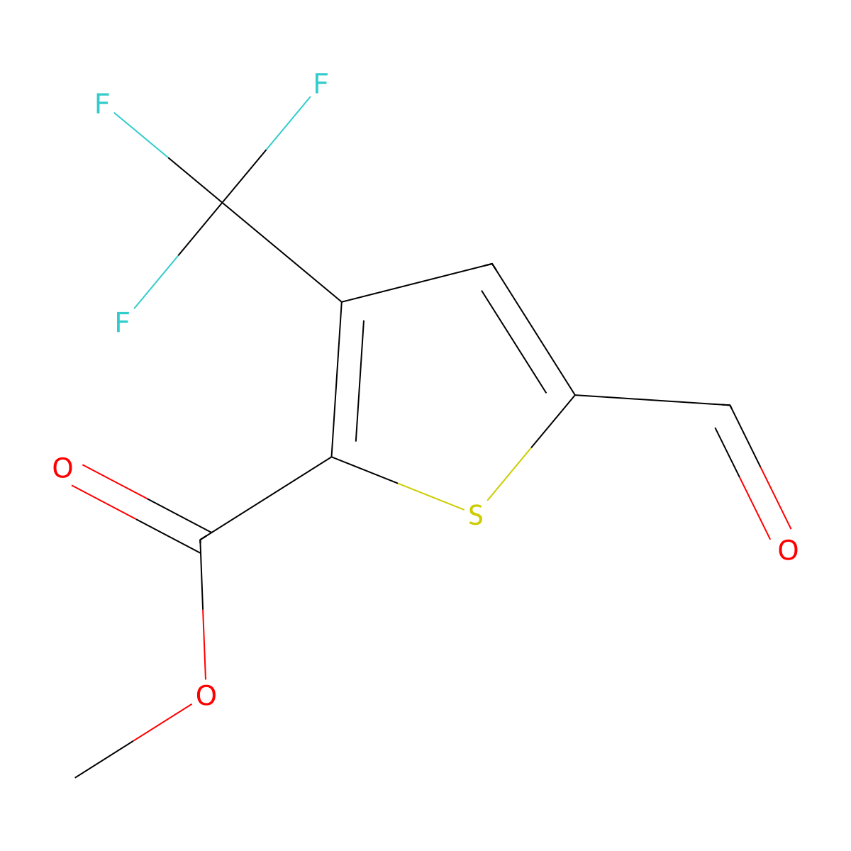 Methyl 5-formyl-3-(trifluoromethyl)-2-thiophenecarboxylate molecular structure, CAS 189756-77-2