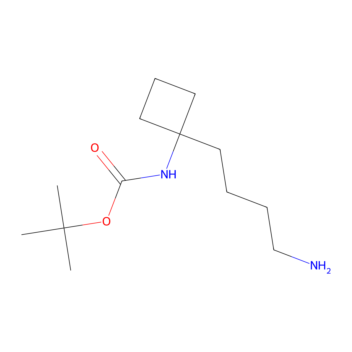 tert-butyl N-[1-(4-aminobutyl)cyclobutyl]carbamate molecular structure, CAS 1897573-09-9