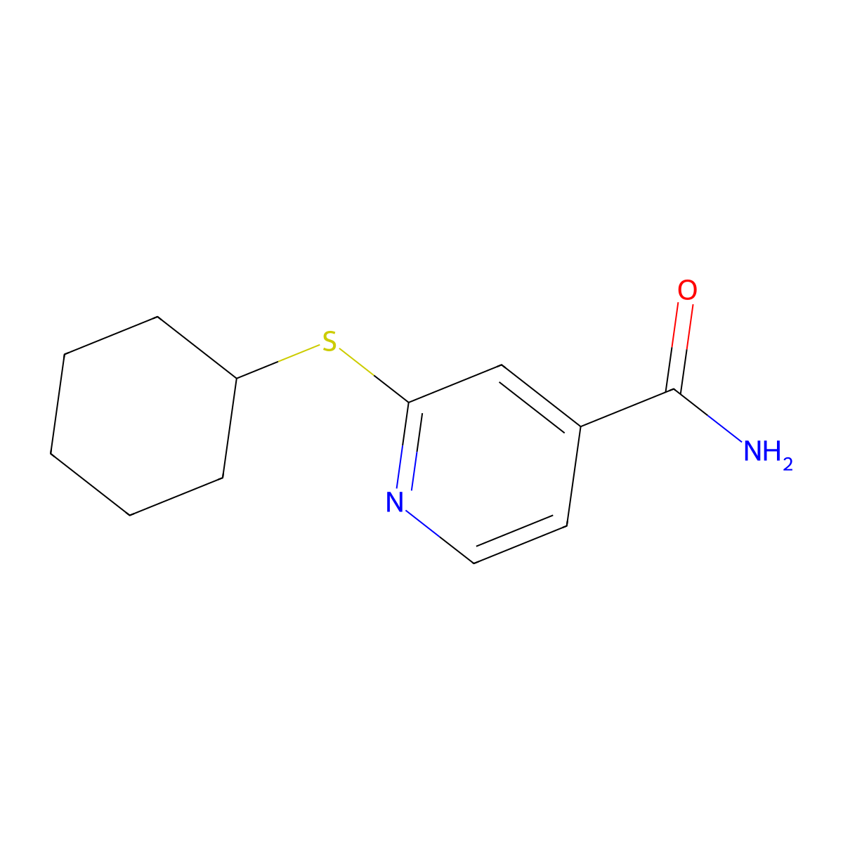 2-(Cyclohexylsulfanyl)pyridine-4-carboxamide molecular structure, CAS 189759-00-0