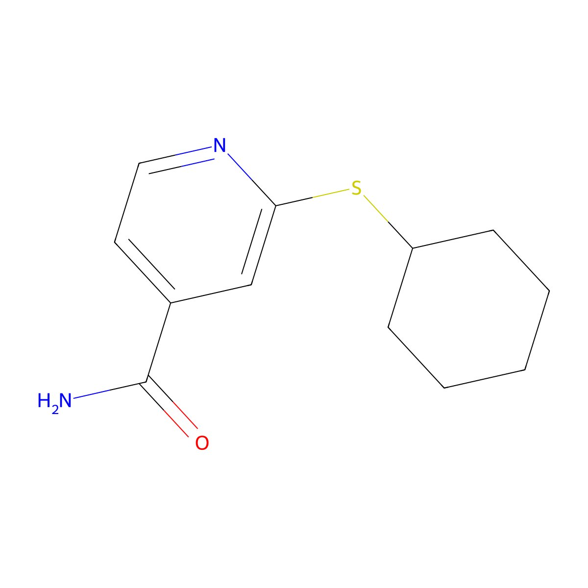 2-(Cyclohexylsulfanyl)pyridine-4-carboxamide molecular structure, CAS 189759-00-0