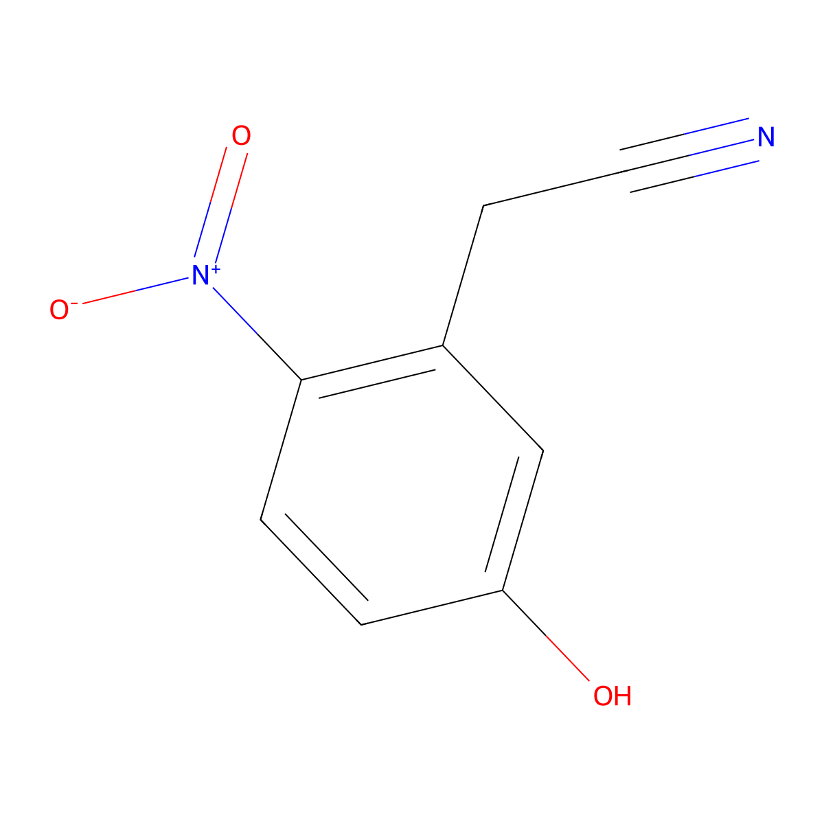 2-(5-Hydroxy-2-nitrophenyl)acetonitrile molecular structure, CAS 189759-69-1