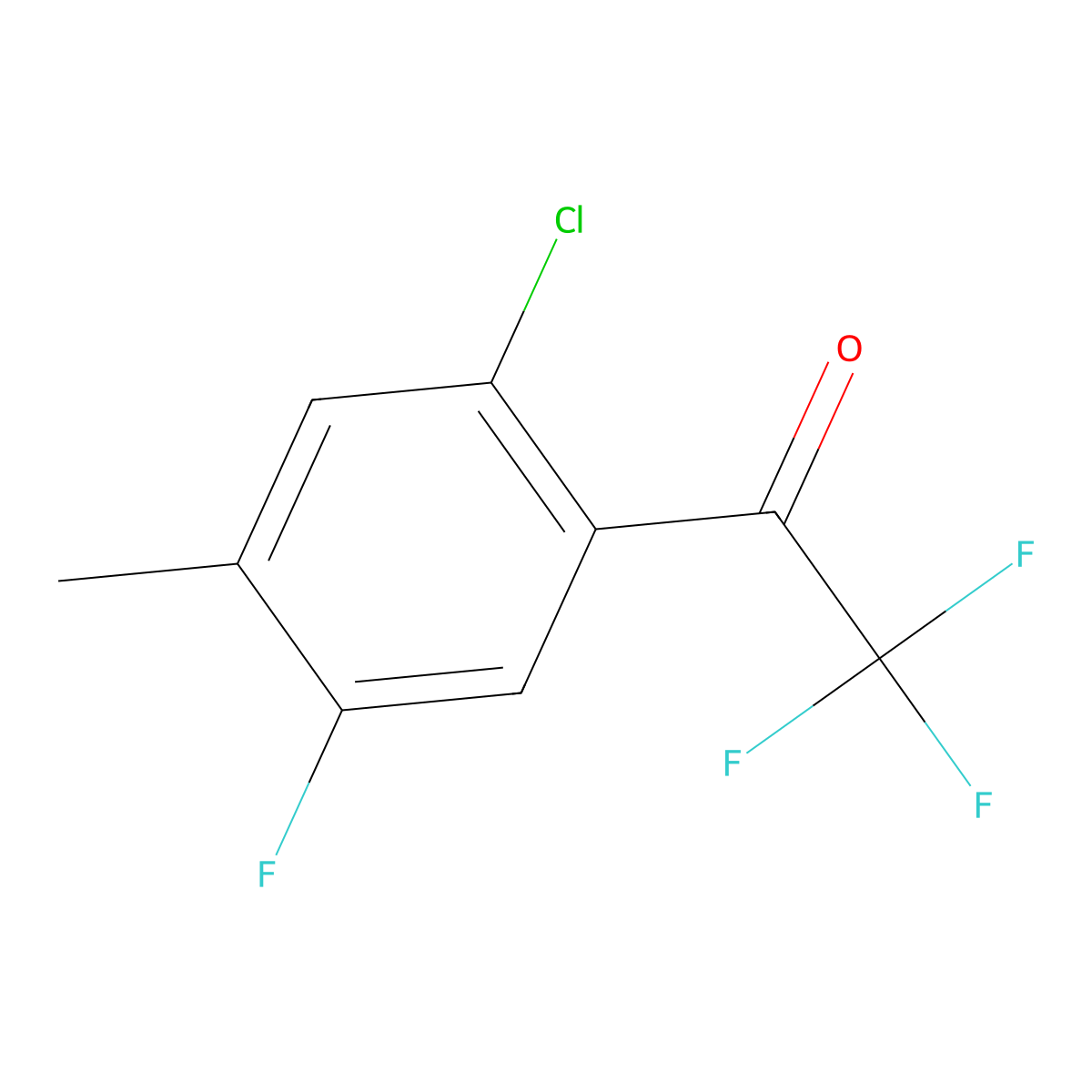 1-(2-Chloro-5-fluoro-4-methylphenyl)-2,2,2-trifluoroethanone molecular structure, CAS 1897607-94-1
