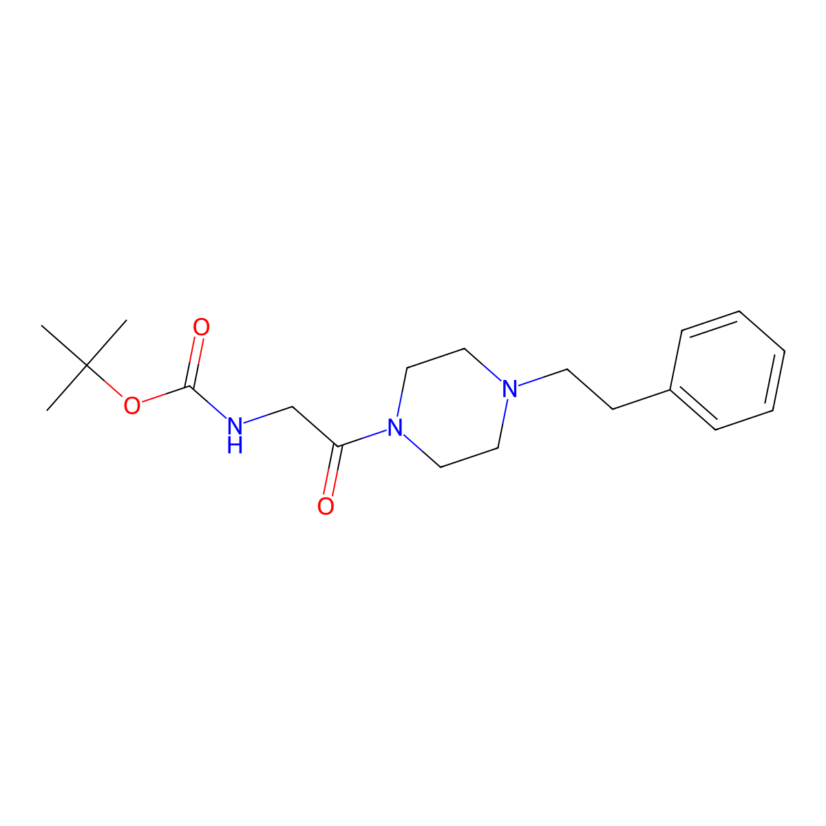 Tert-butyl 2-oxo-2-(4-phenethylpiperazin-1-yl)ethylcarbamate molecular structure, CAS 189762-03-6