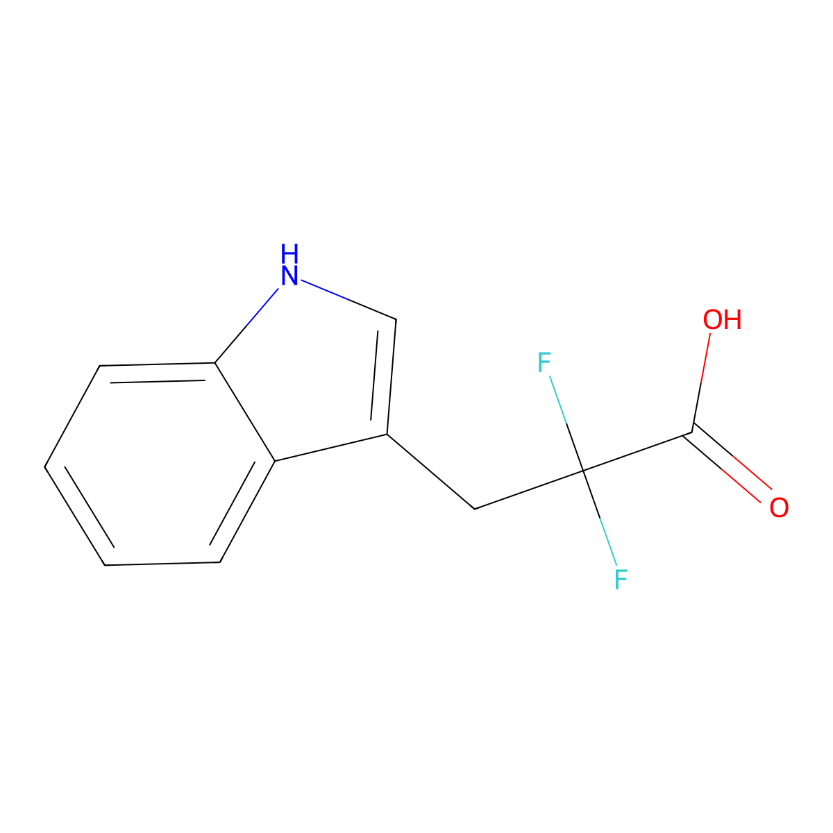 2,2-Difluoro-3-(1H-indol-3-yl)propanoic acid molecular structure, CAS 1897628-22-6