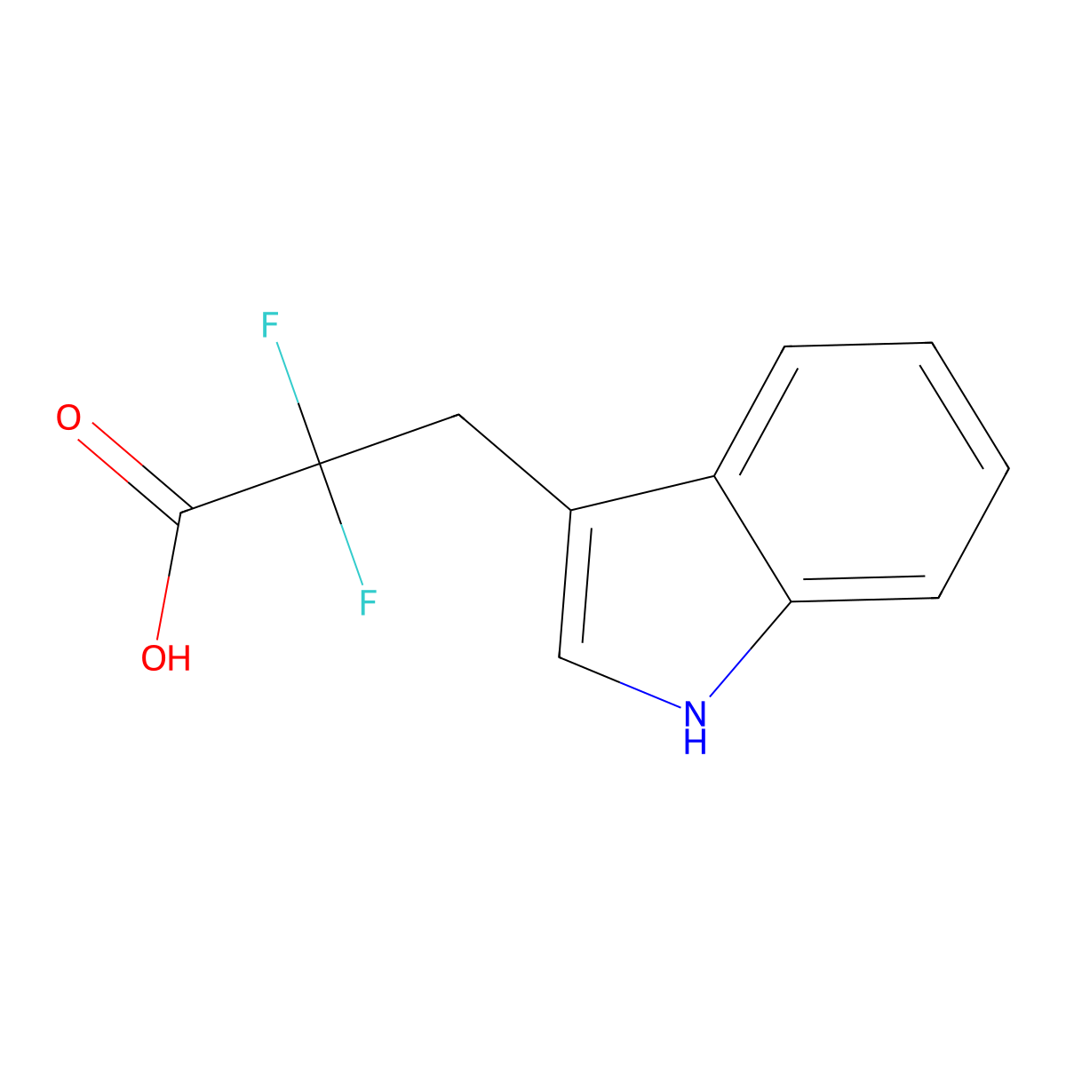2,2-Difluoro-3-(1H-indol-3-yl)propanoic acid molecular structure, CAS 1897628-22-6