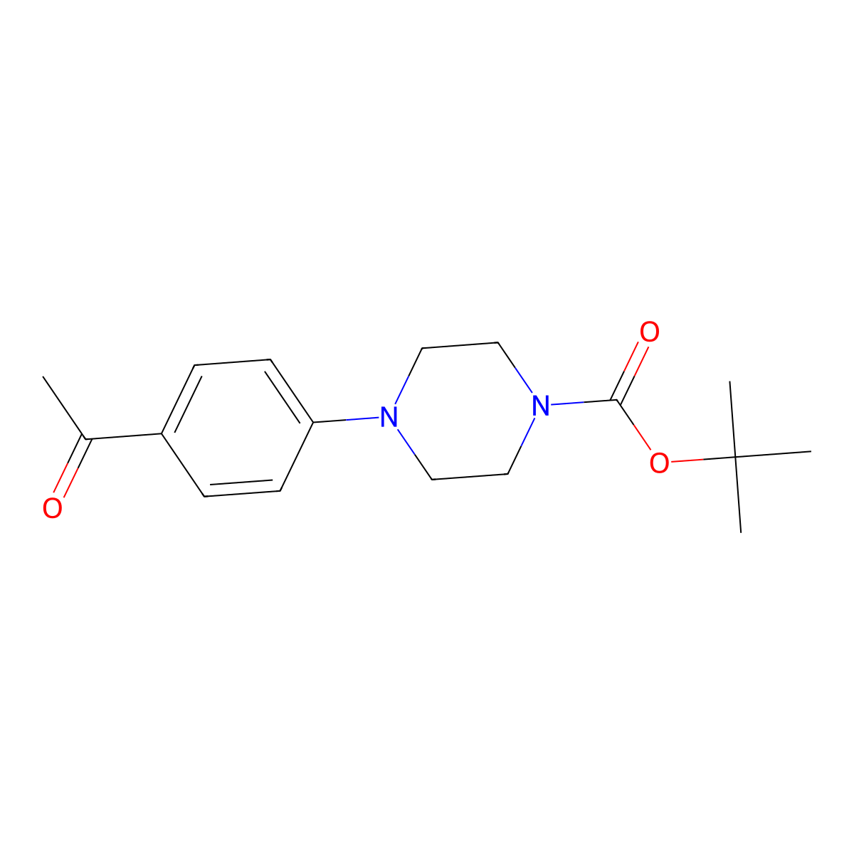 Tert-butyl 4-(4-acetylphenyl)piperazine-1-carboxylate molecular structure, CAS 189763-86-8