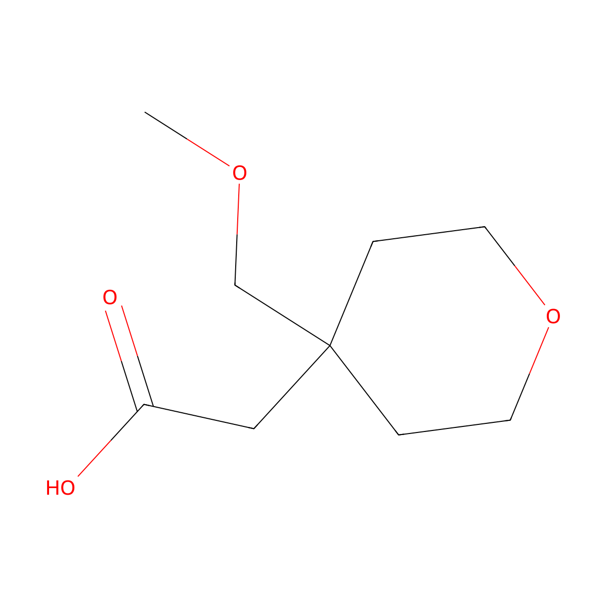 2-[4-(Methoxymethyl)oxan-4-yl]acetic acid molecular structure, CAS 1897638-98-0