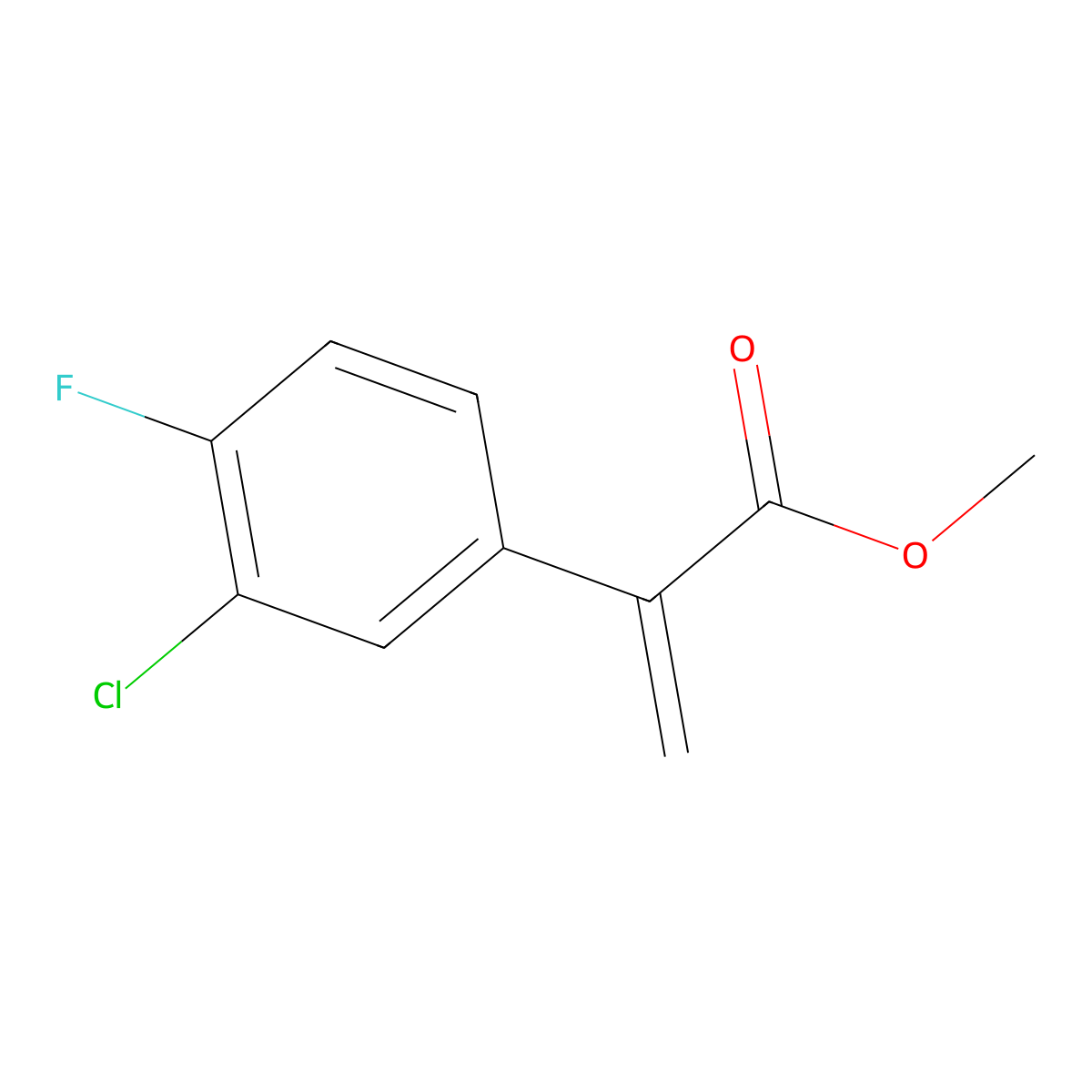 Methyl 2-(3-chloro-4-fluorophenyl)prop-2-enoate molecular structure, CAS 1897655-90-1