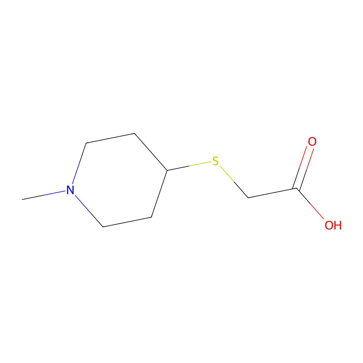 2-[(1-Methylpiperidin-4-yl)sulfanyl]acetic acid molecular structure, CAS 1897662-00-8
