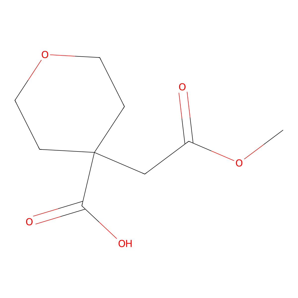 4-(2-Methoxy-2-oxoethyl)oxane-4-carboxylic acid molecular structure, CAS 1897698-14-4