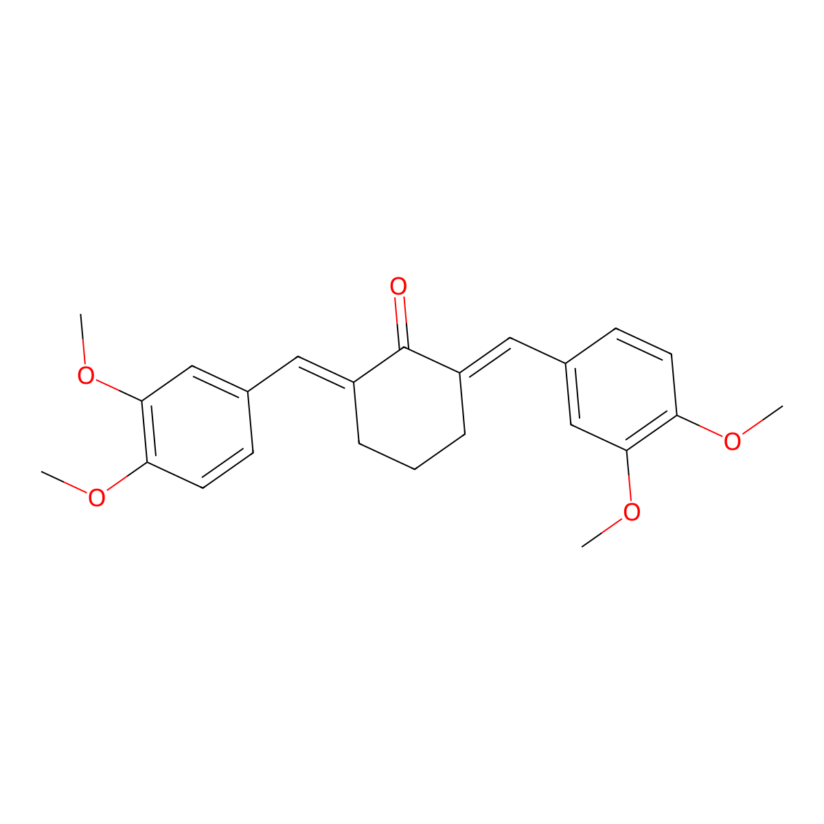 2,6-Bis[(3,4-dimethoxyphenyl)methylidene]cyclohexan-1-one molecular structure, CAS 18977-33-8