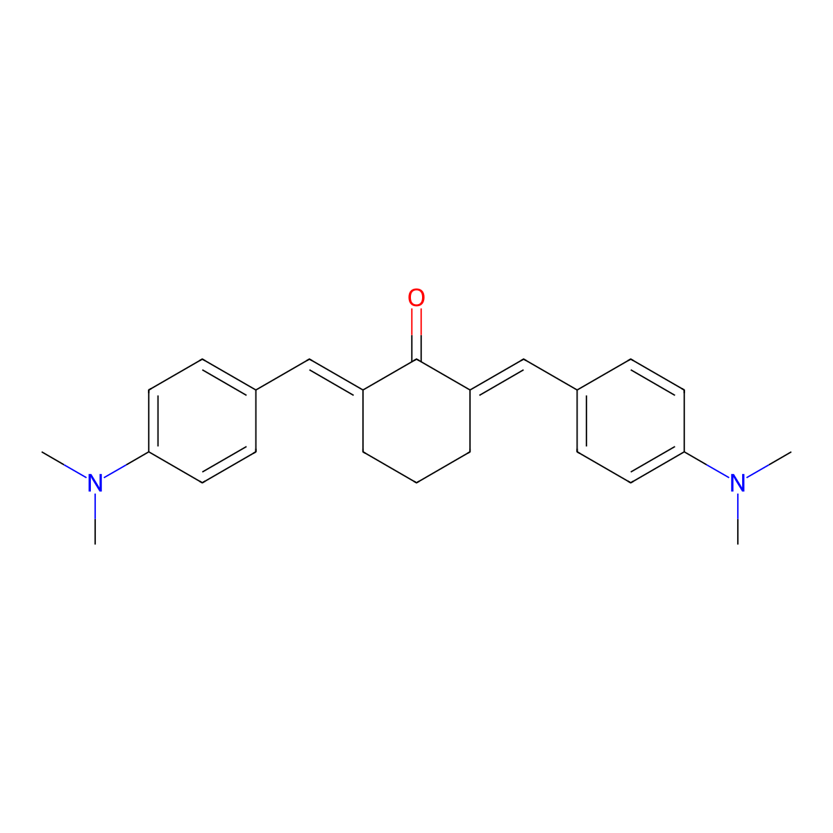 2,6-Bis(4-dimethylaminobenzylidene)cyclohexanone molecular structure, CAS 18977-38-3