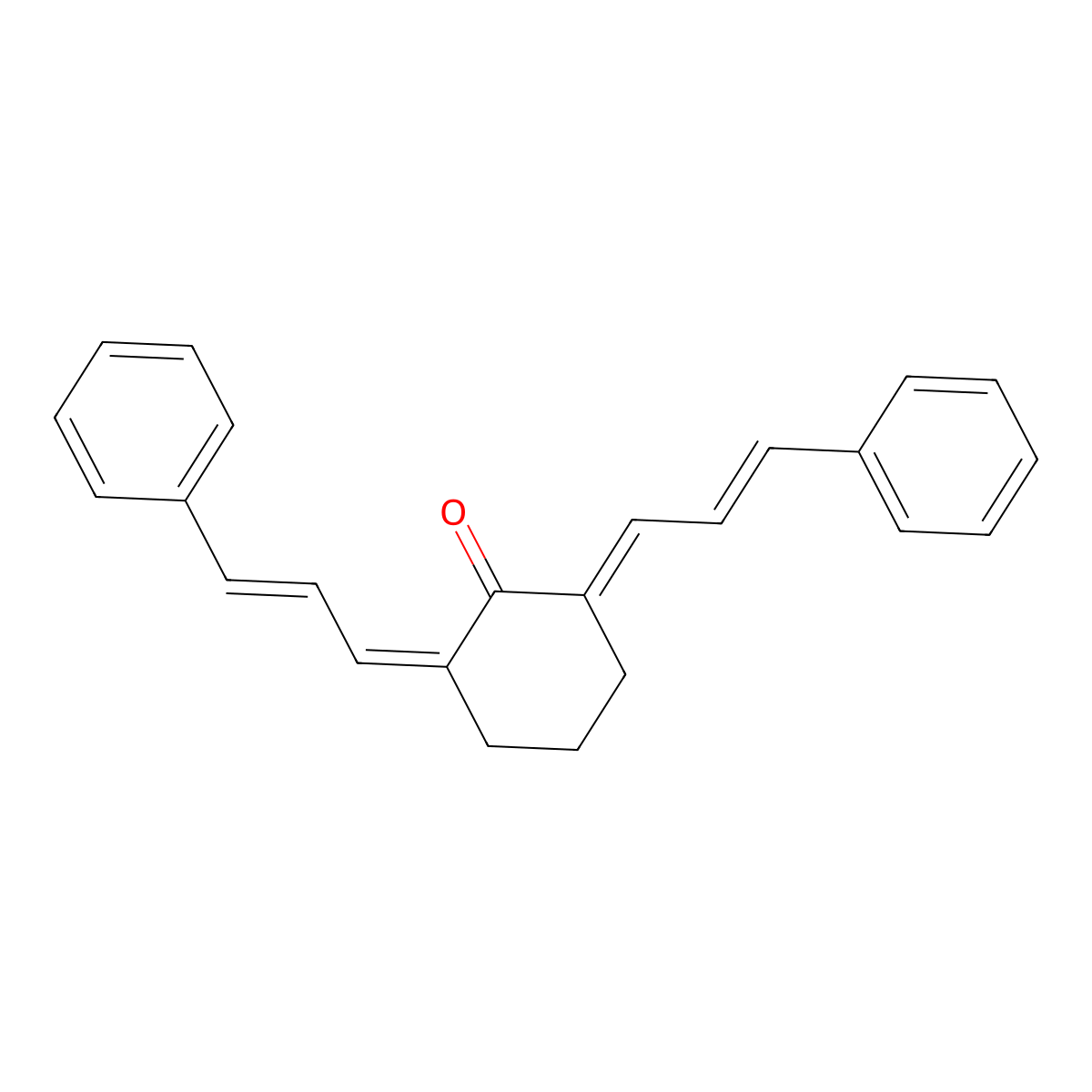 2,6-Bis(3-phenyl-2-propen-1-ylidene)cyclohexanone molecular structure, CAS 18977-40-7