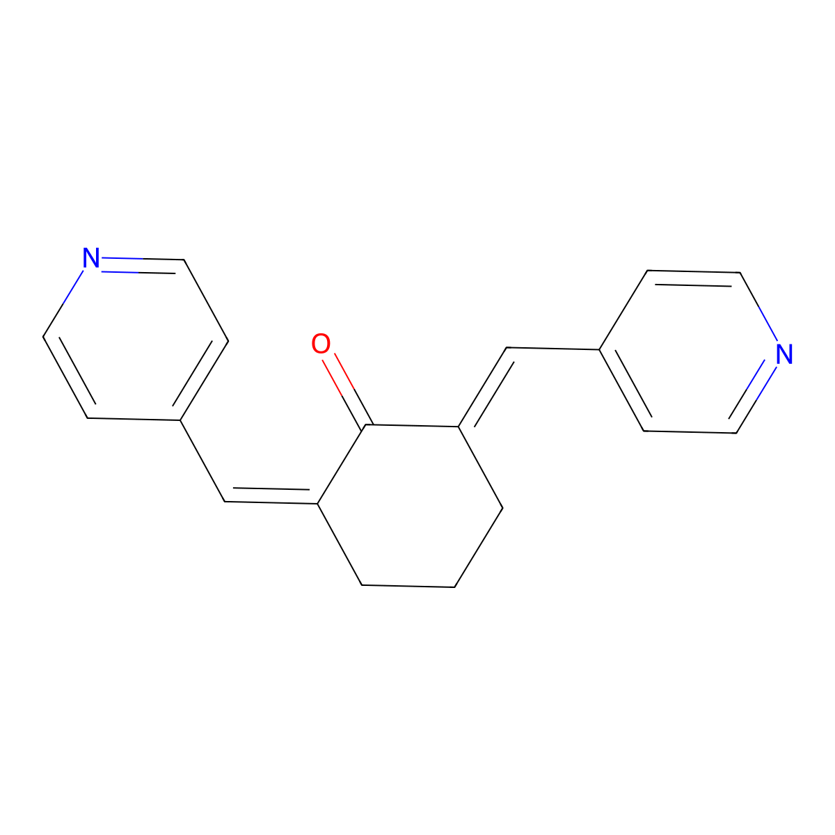 (2E,6E)-2,6-bis(pyridin-4-ylmethylene)cyclohexanone molecular structure, CAS 18977-41-8