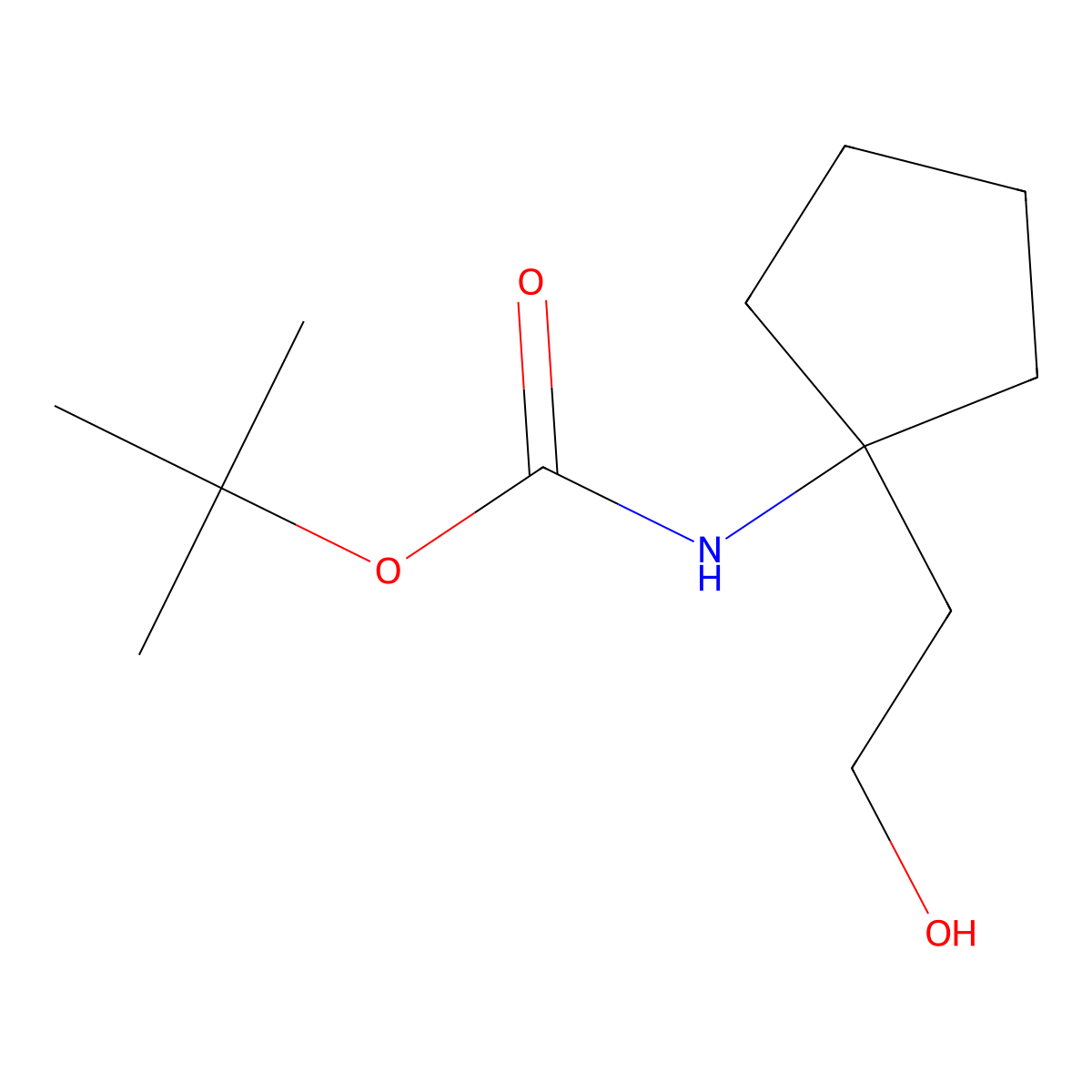 tert-butyl N-[1-(2-hydroxyethyl)cyclopentyl]carbamate molecular structure, CAS 1897702-38-3
