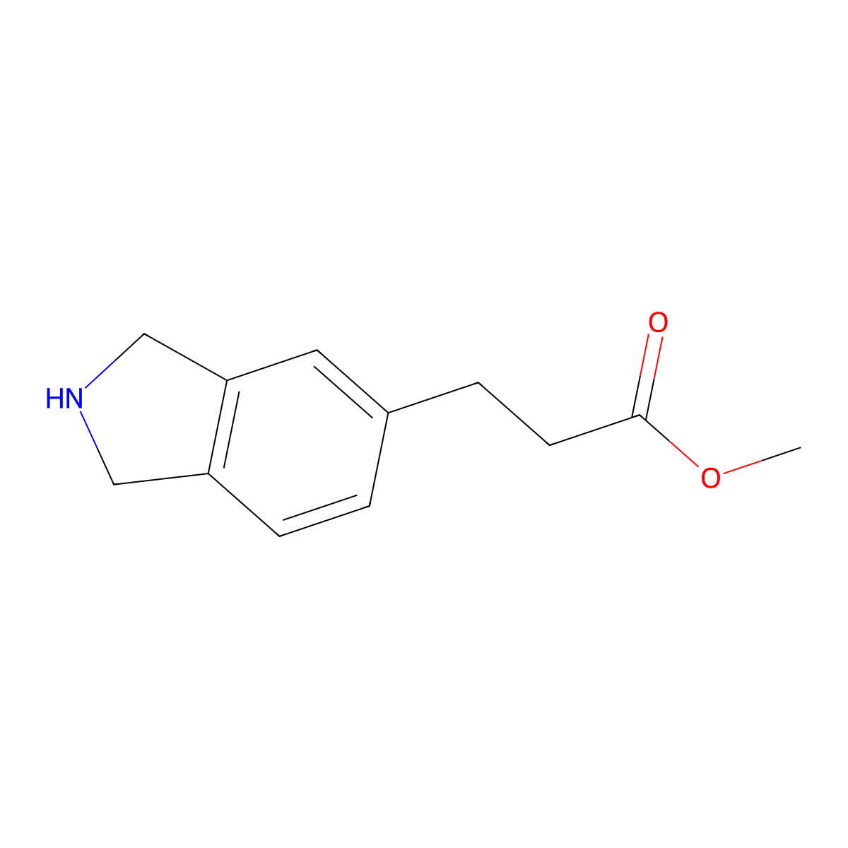 methyl 3-(2,3-dihydro-1H-isoindol-5-yl)propanoate molecular structure, CAS 1897728-85-6